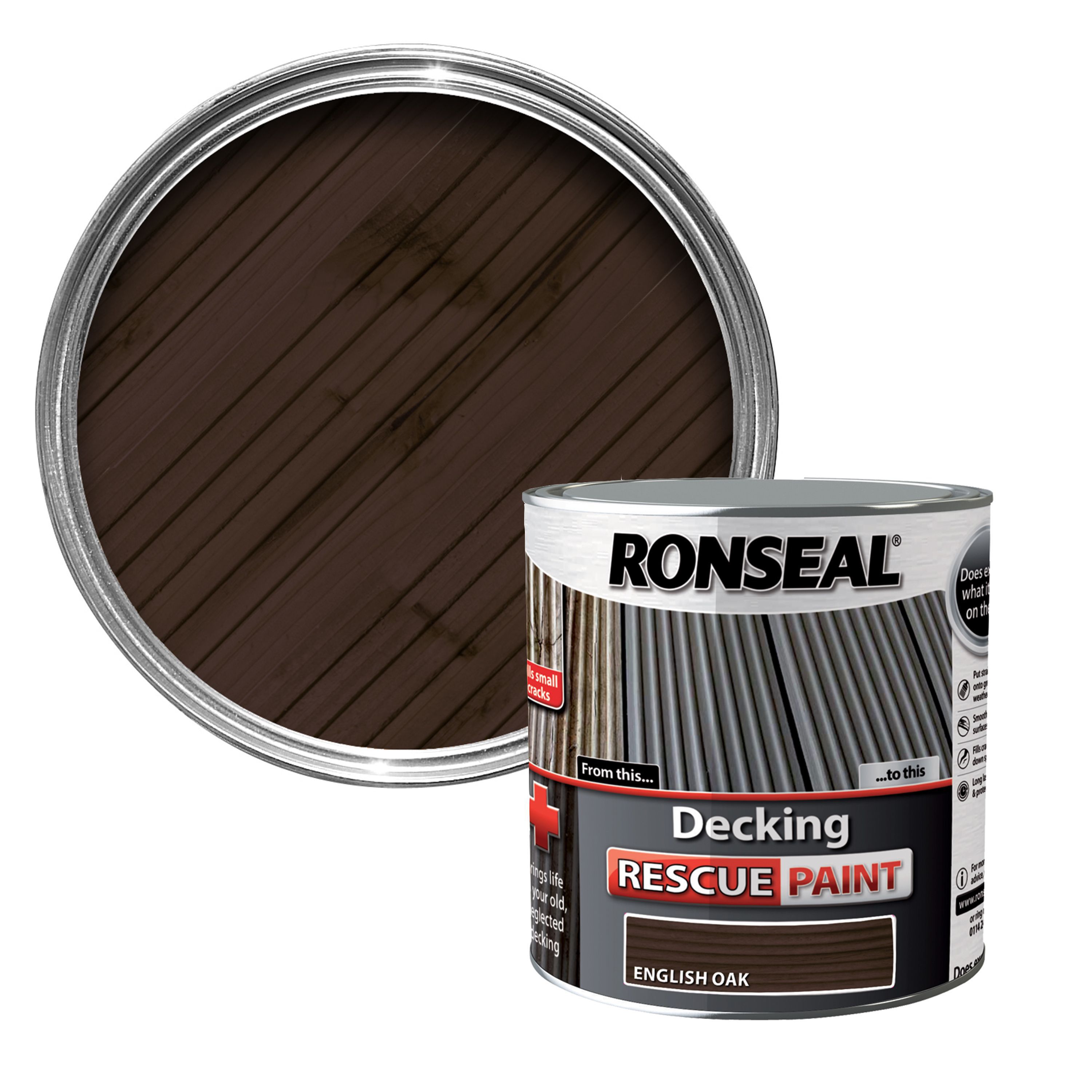 Ronseal Rescue Matt English Oak Decking Paint 2 5l Departments