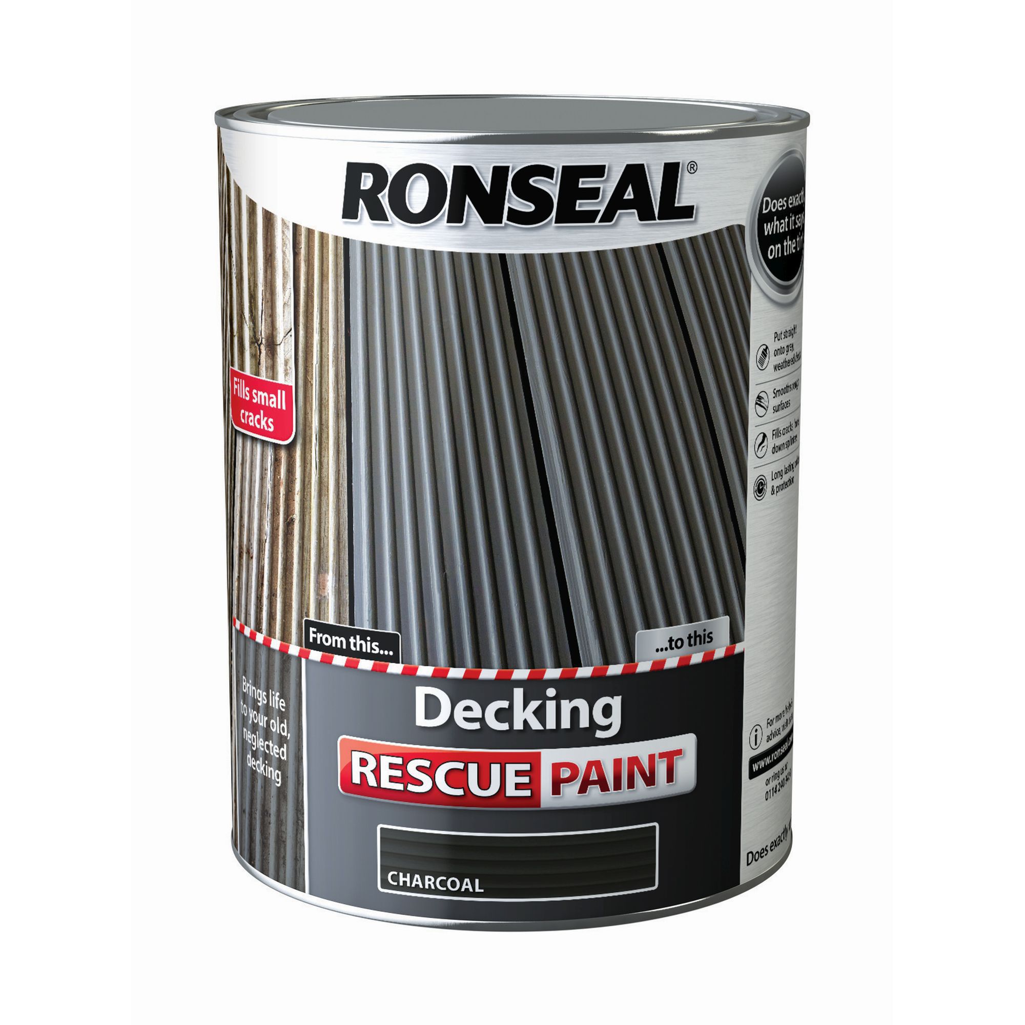 Ronseal Deck rescue Charcoal Matt Opaque Decking paint 5L Departments
