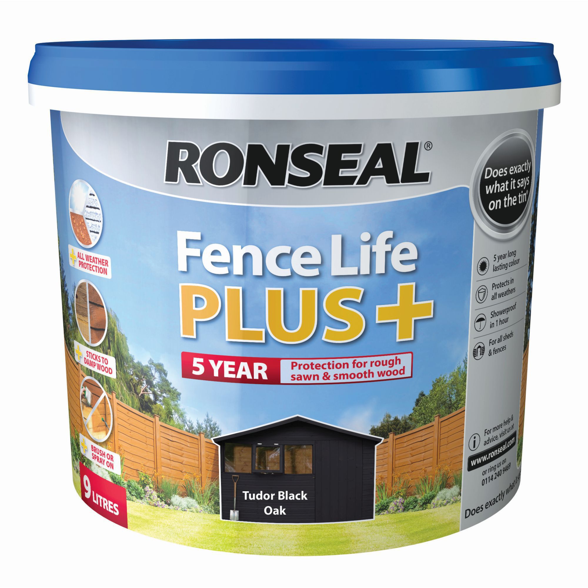 Ronseal Fence life plus Tudor black oak Matt Shed & fence treatment 9L Departments DIY at B&Q