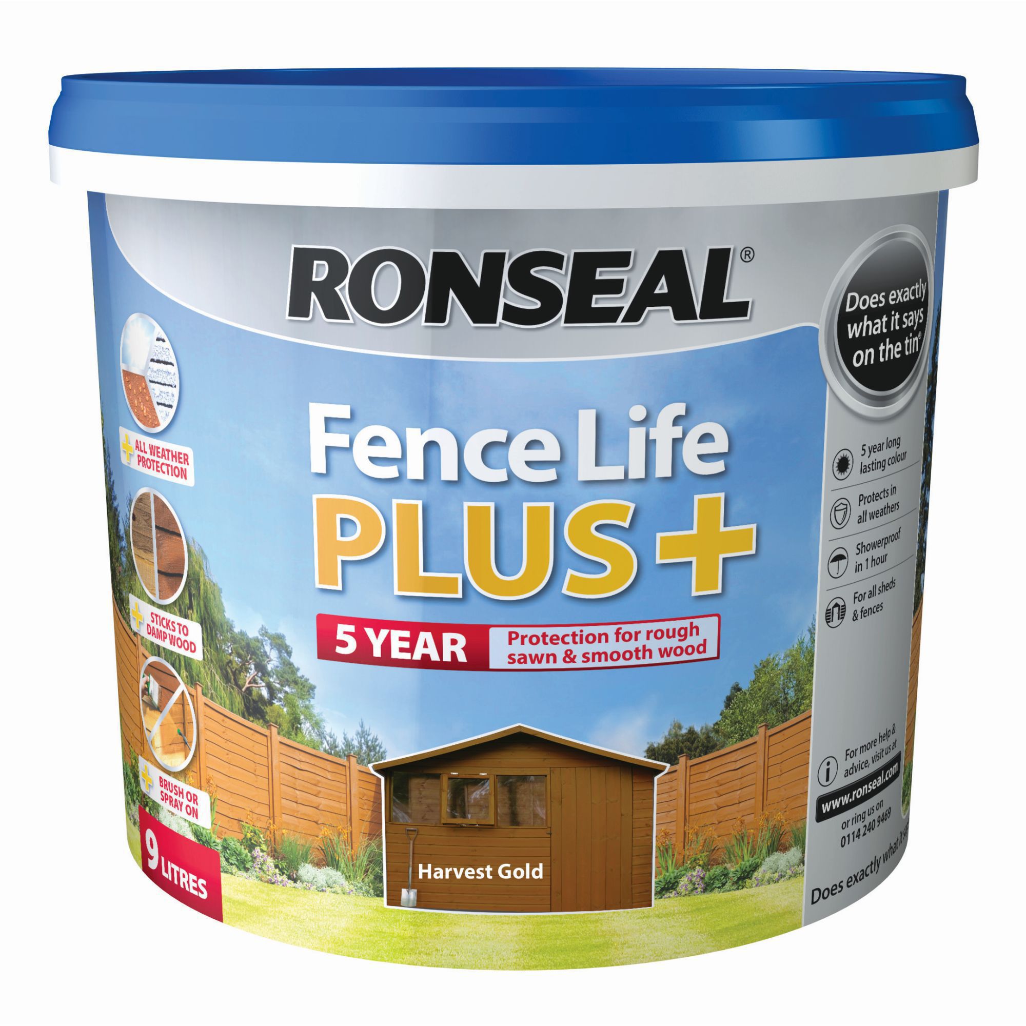 Ronseal Fence life plus Harvest gold Matt Fence & shed Wood treatment
