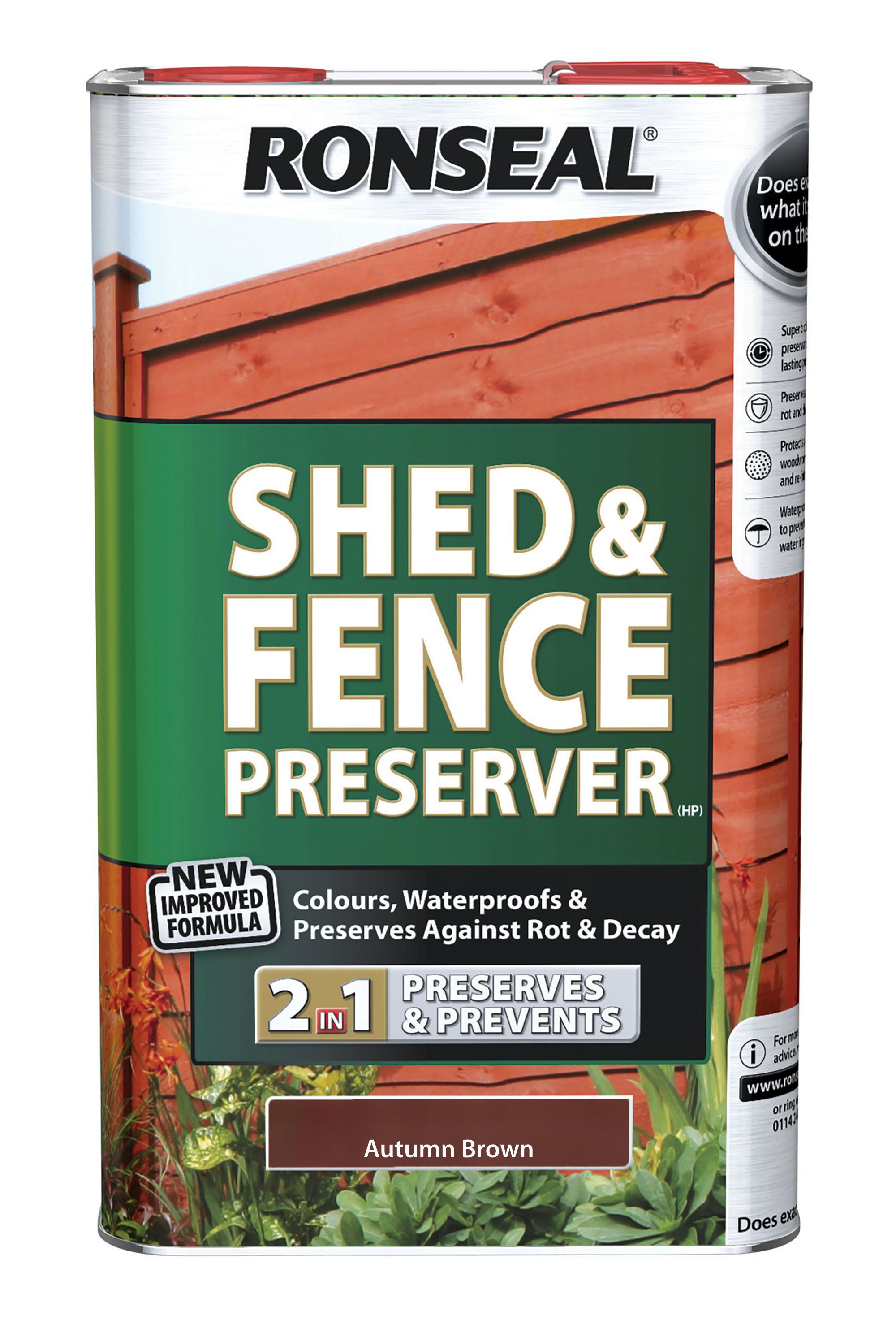 Ronseal Autumn Brown Shed & Fence Preserver 5L | Departments | DIY At B&Q