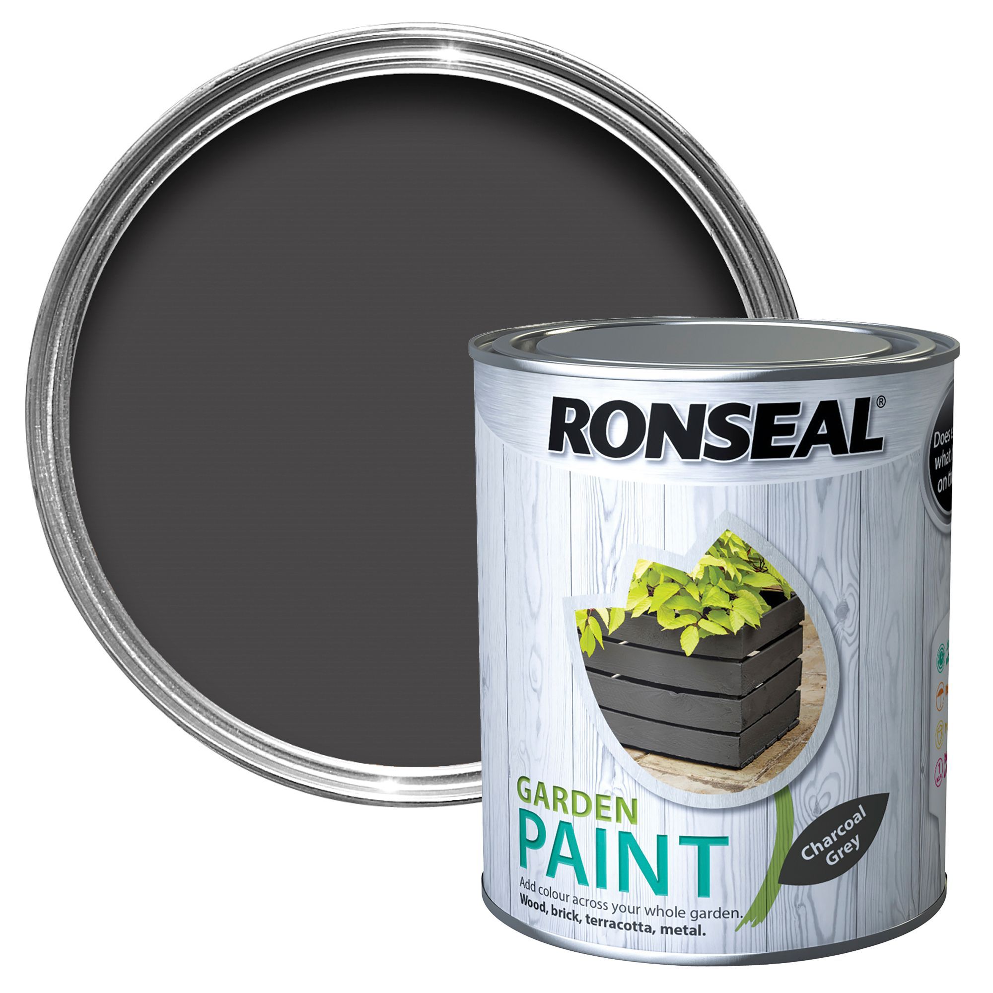 Ronseal Garden Charcoal Grey Matt Metal Wood Paint 0 75L   5010214882632 02c Bq