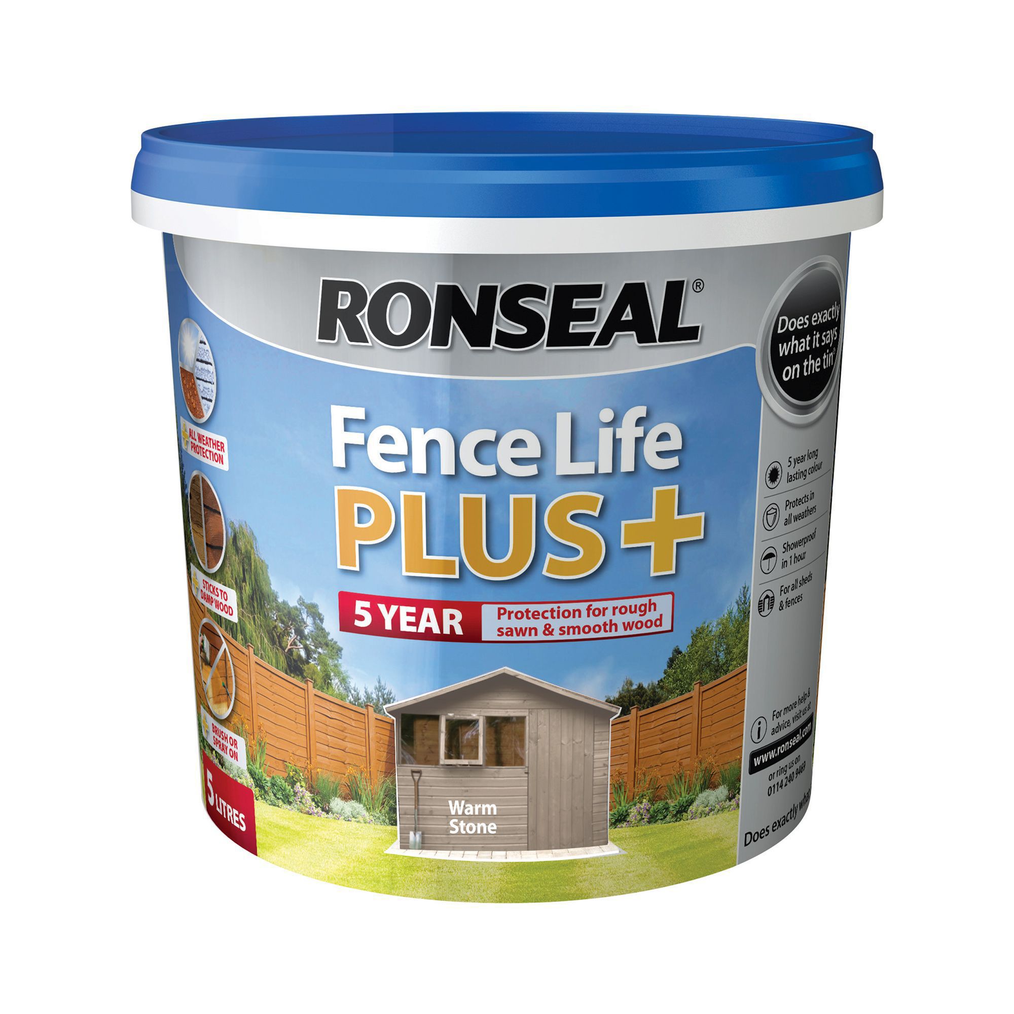 Ronseal Fence life plus Warm stone Matt Shed & fence treatment 5L