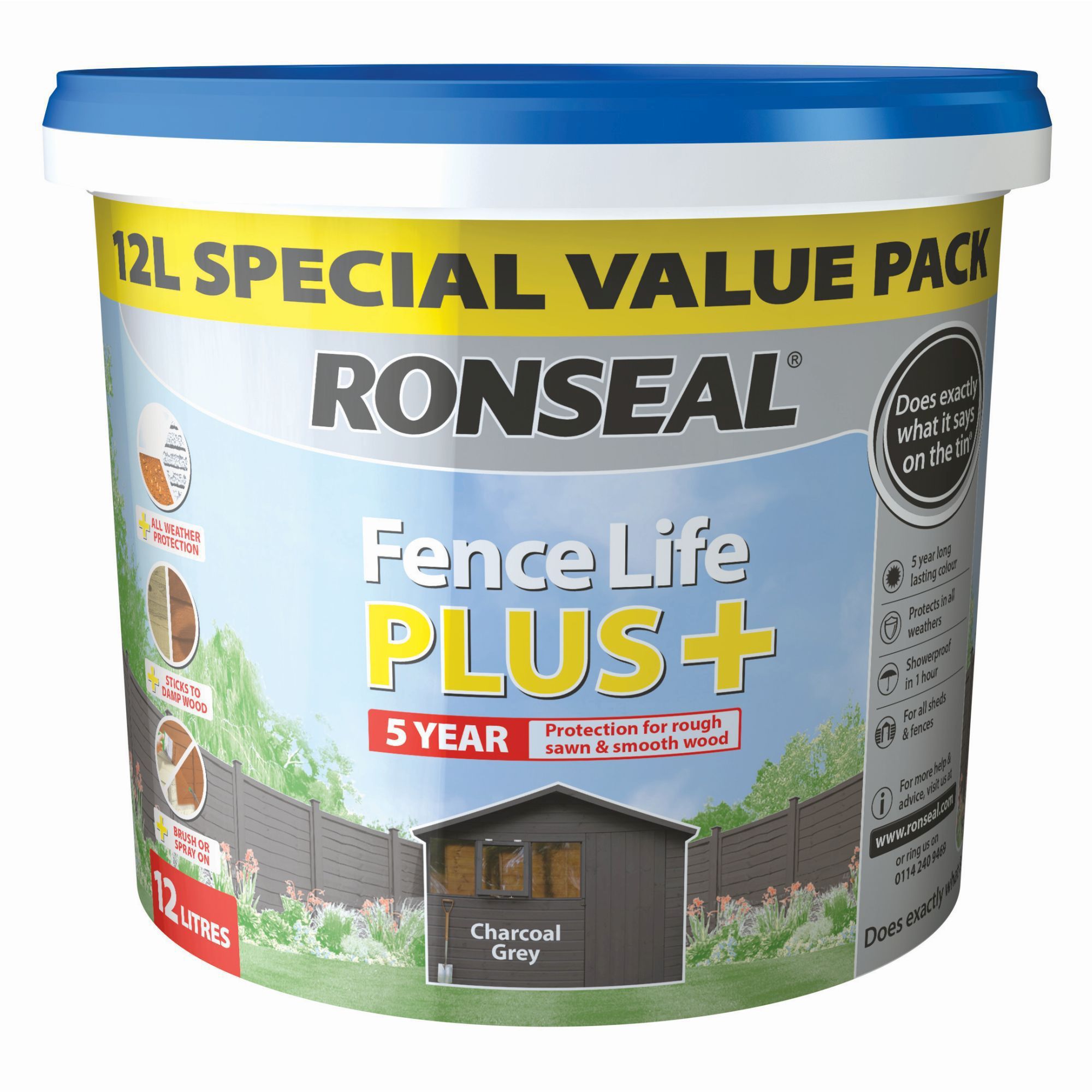 ronseal fence life plus charcoal grey matt fence & shed