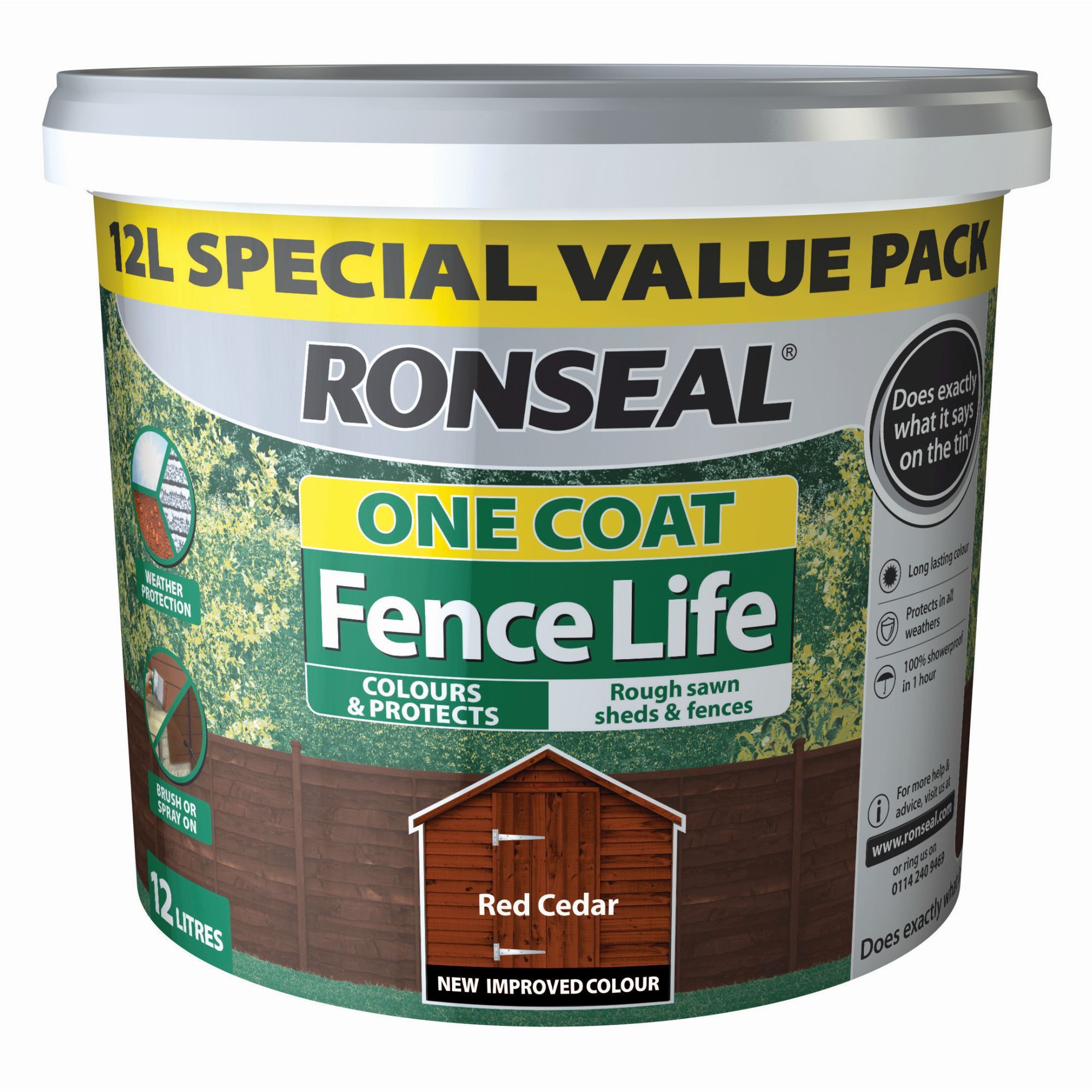 Ronseal One coat fence life Red cedar Matt Fence & shed Wood treatment