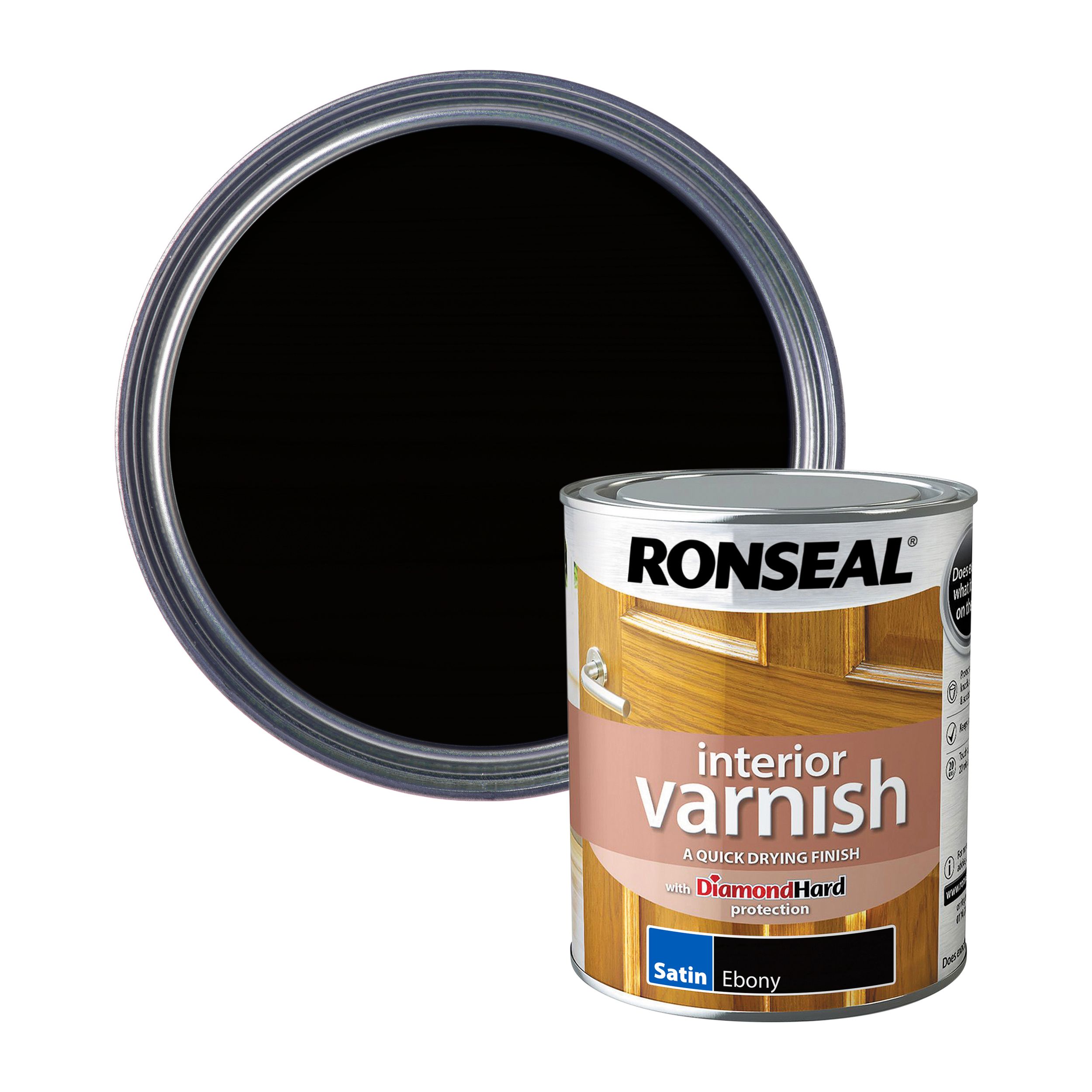 Ronseal Interior Ebony Satin Varnish, 750Ml