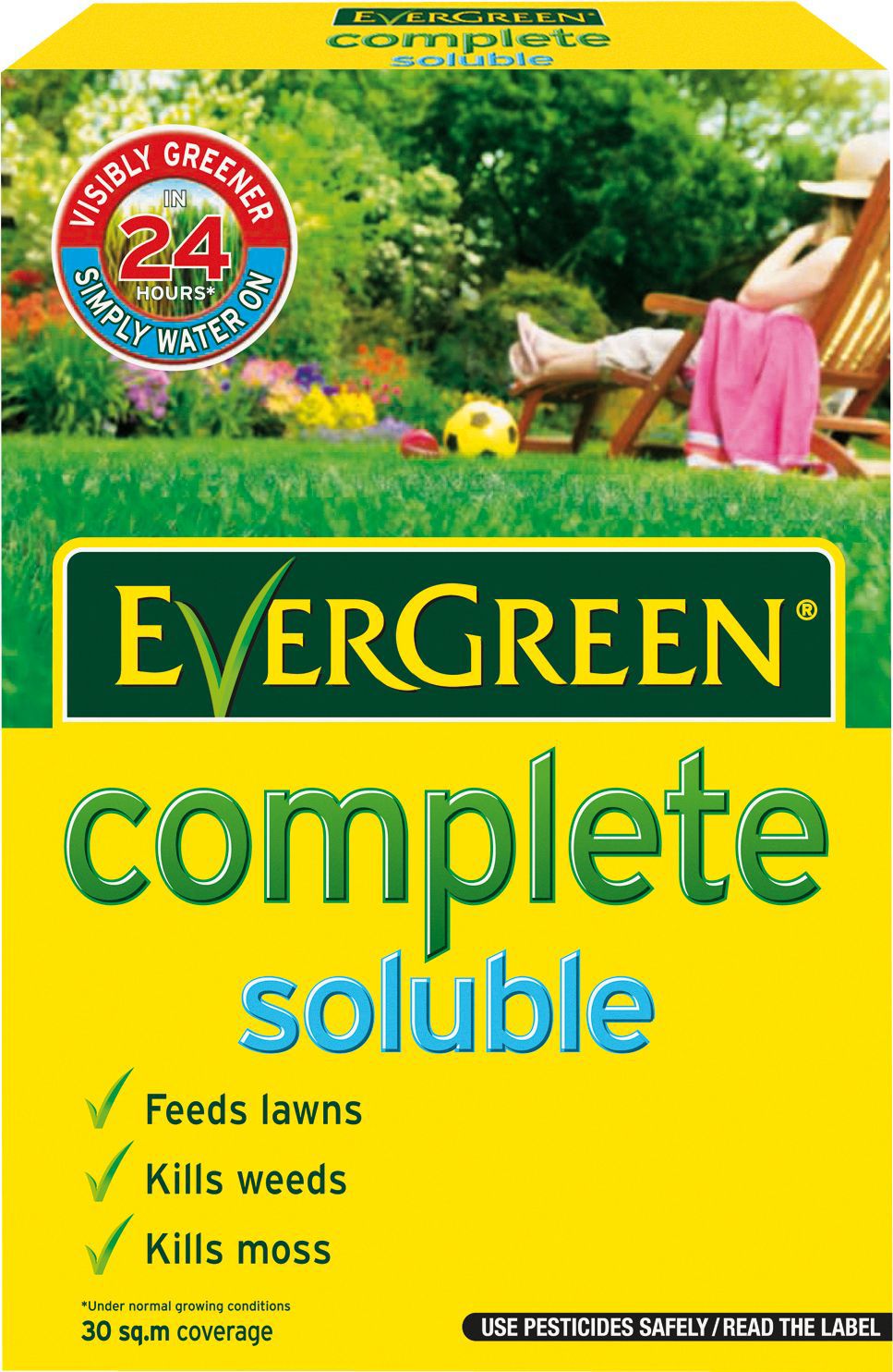 Evergreen ® Complete Soluble Lawn Feed, Weed & Moss Killer 800G