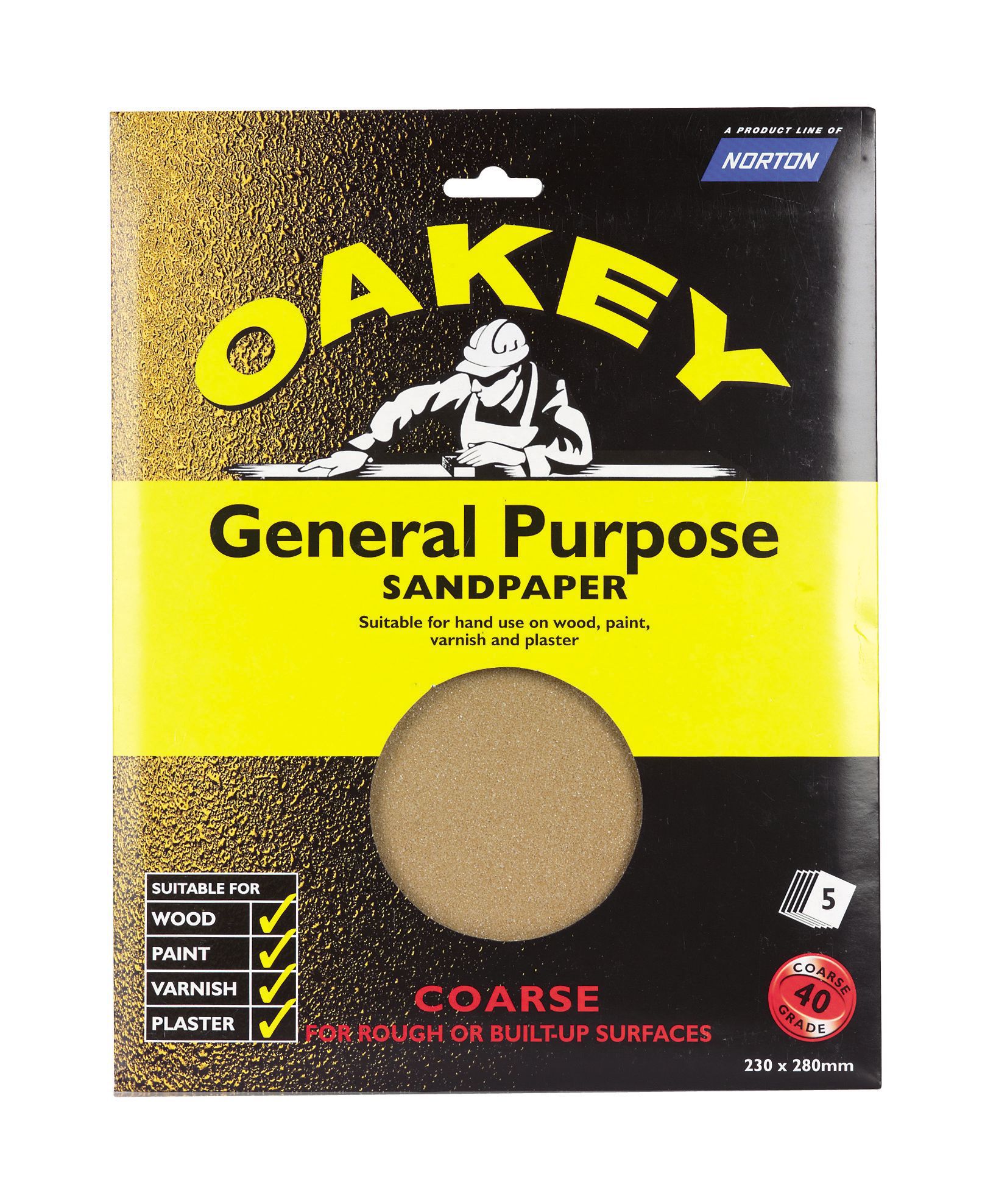 Oakey Coarse Sandpaper, Pack of 5 Departments DIY at B&Q