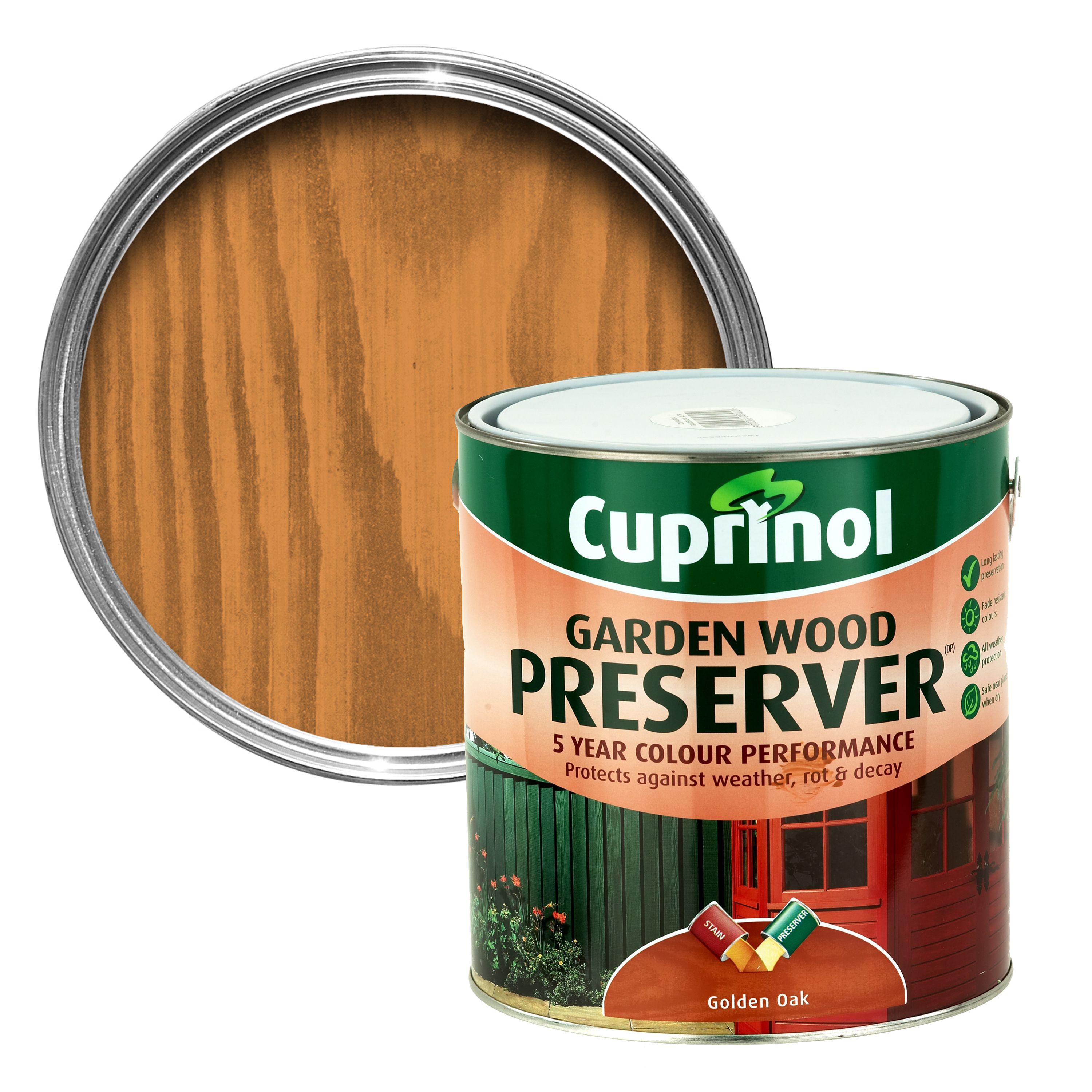 cuprinol golden oak matt garden wood preserver 4l