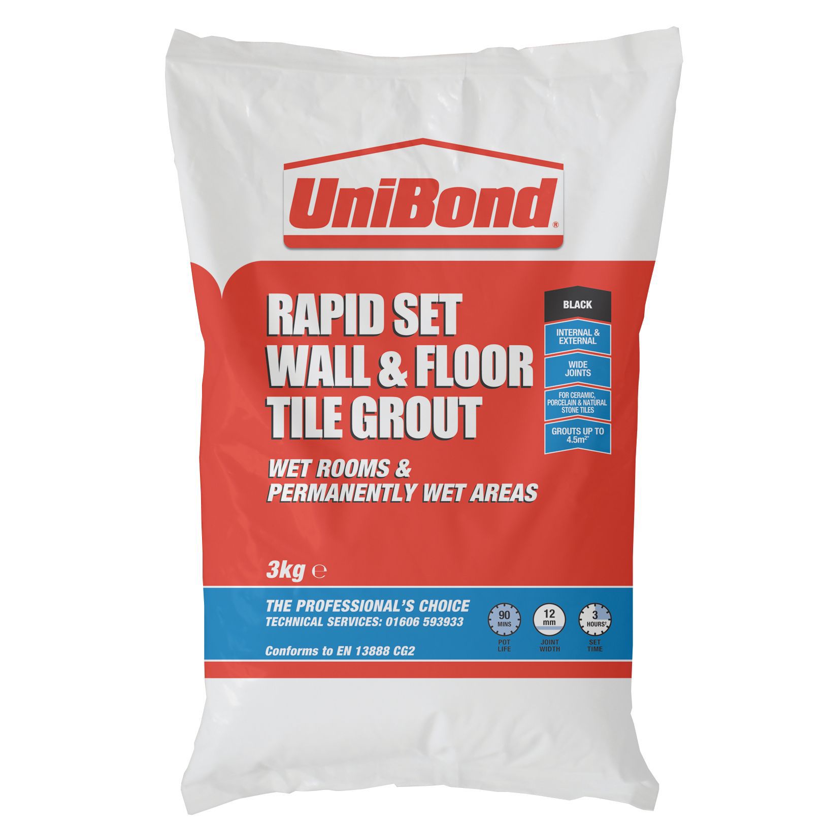 UniBond Rapid Set Black Powder grout (W)3kg Departments DIY at B&Q