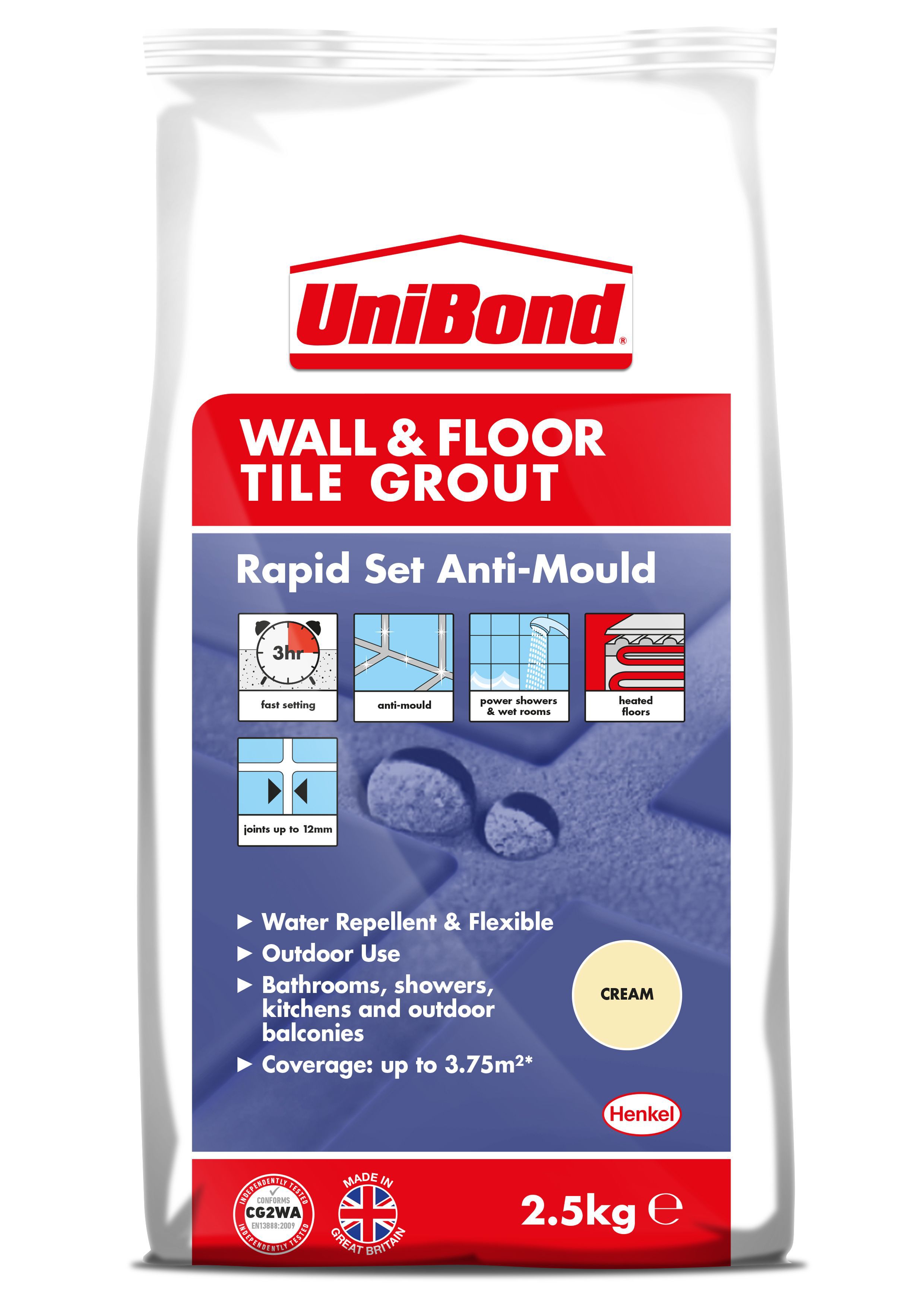 UniBond Rapid set flexible Cream Wall & floor tile grout (W)2.5kg