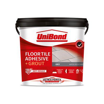 UniBond UltraForce Ready Mixed Grey Floor Tile Adhesive & Grout, 7.3kg ...