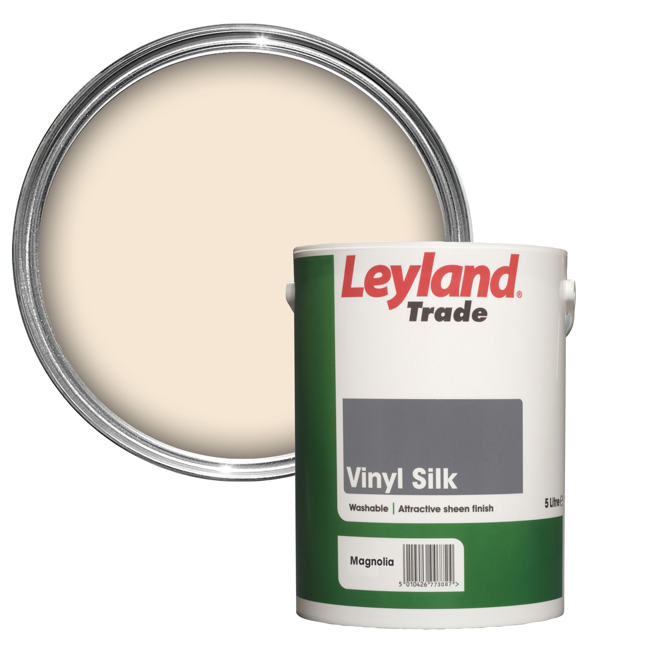 Leyland Trade Magnolia Silk Vinyl emulsion paint 5L Departments DIY