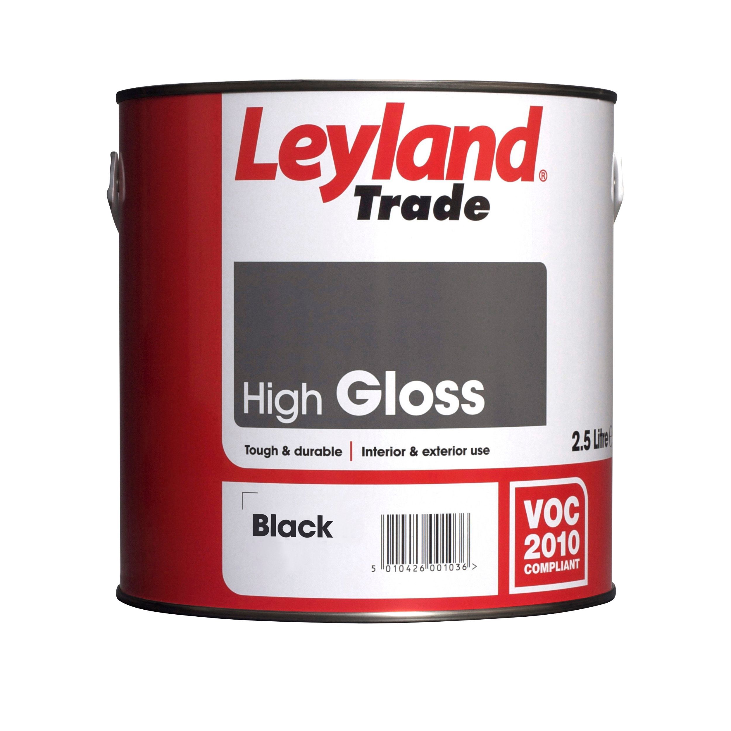 Leyland Trade Black Gloss Metal & wood paint, 2.5L Departments DIY