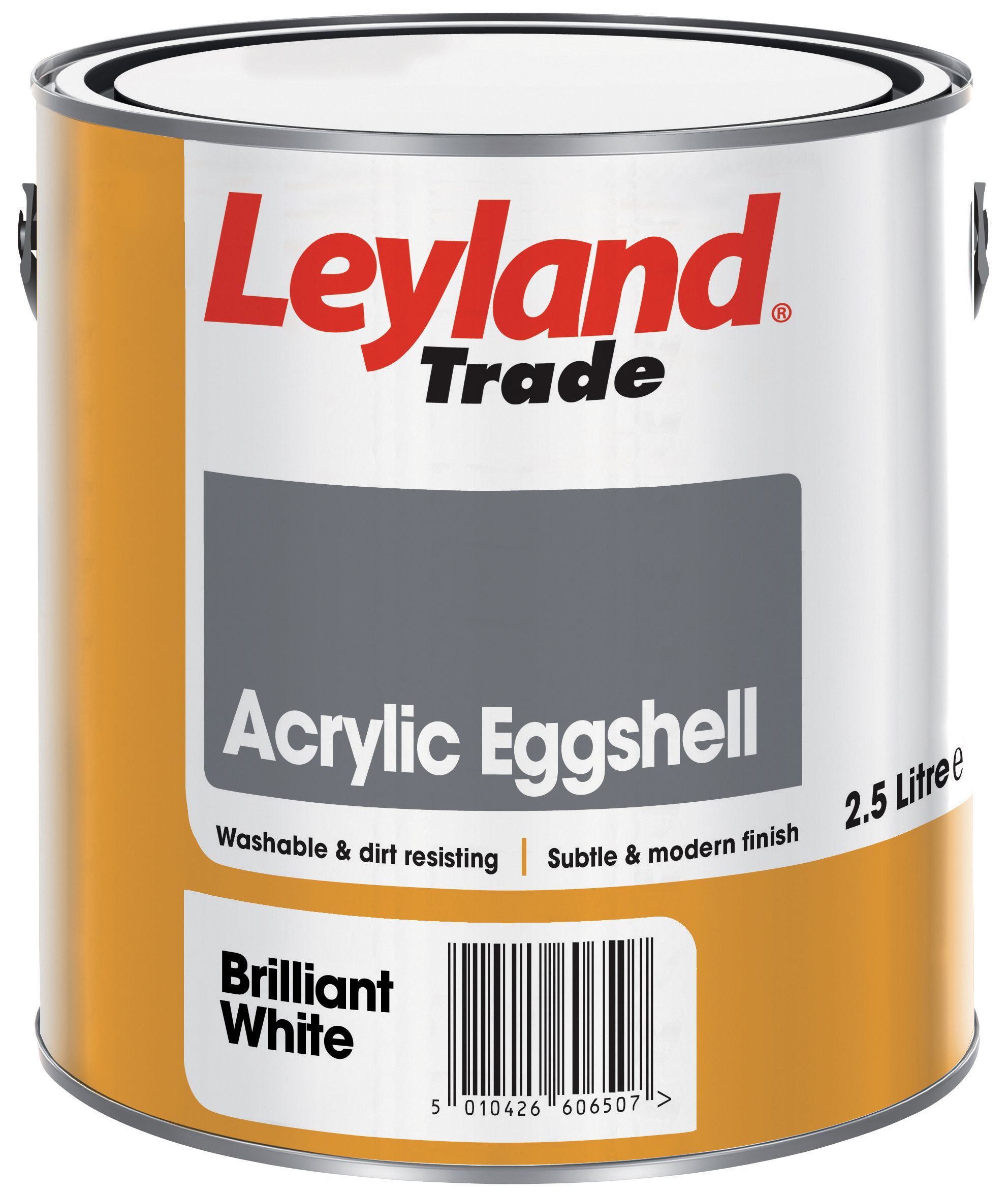 Leyland Trade Brilliant white Eggshell Emulsion paint, 2.5L