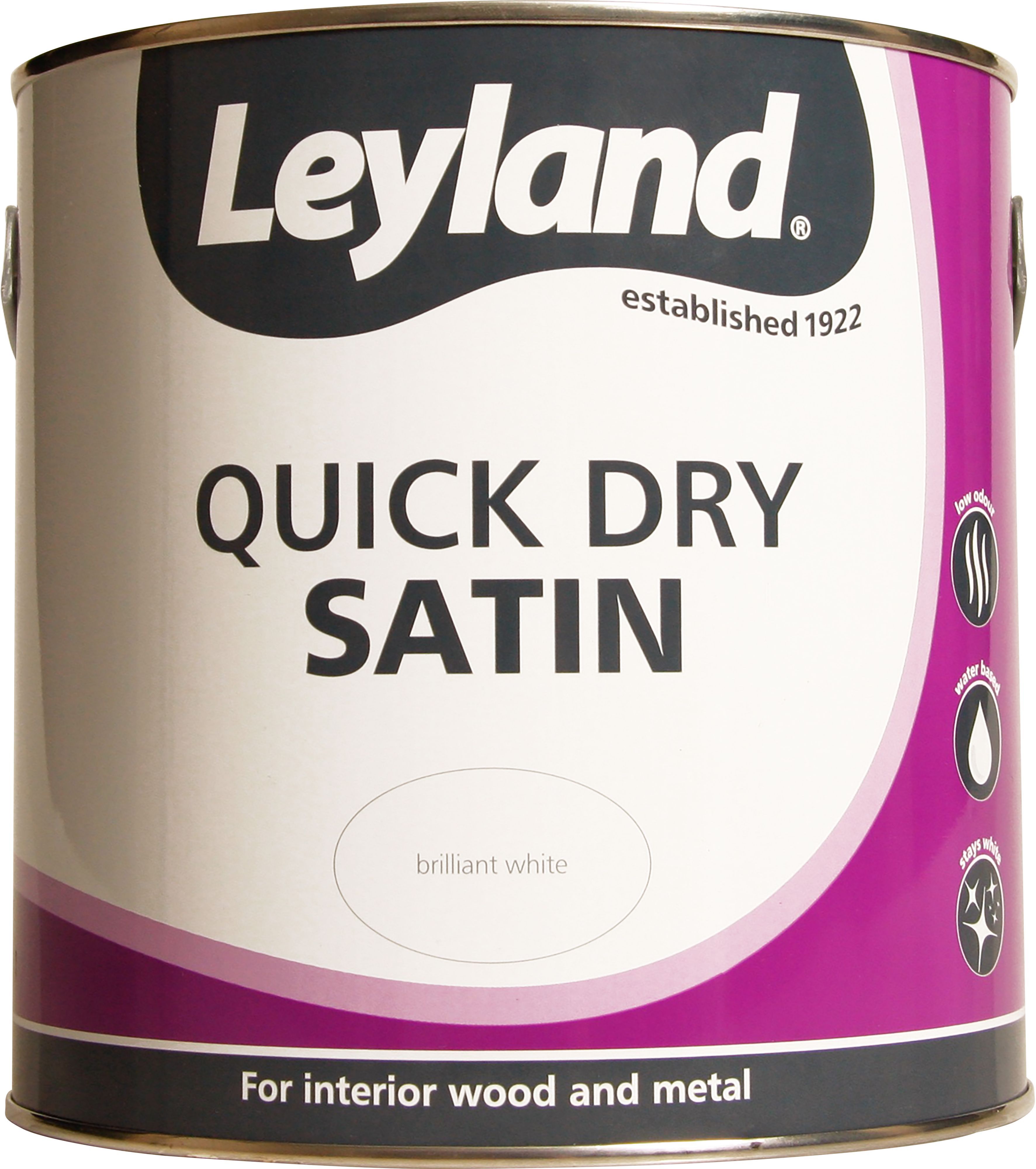 Leyland White Satin Metal & wood paint, 2.5L Departments DIY at B&Q