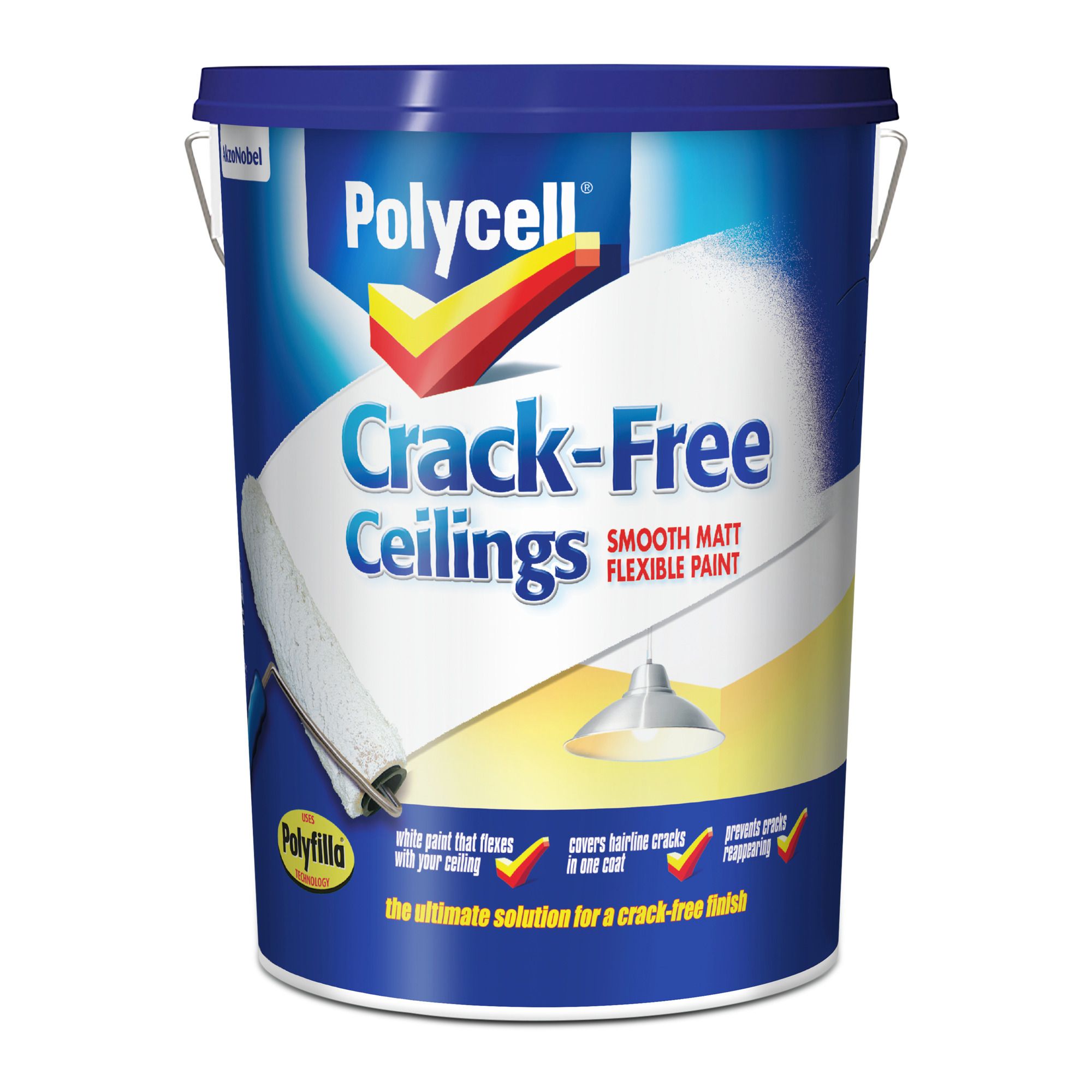 Polycell Crack free White Silk Emulsion paint, 5L Departments DIY