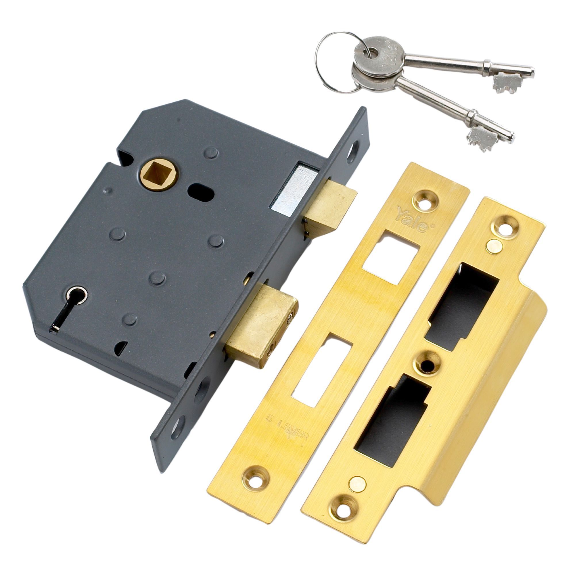 Yale 76mm Brass effect 5 Lever Mortice sashlock | Departments | DIY at B&Q