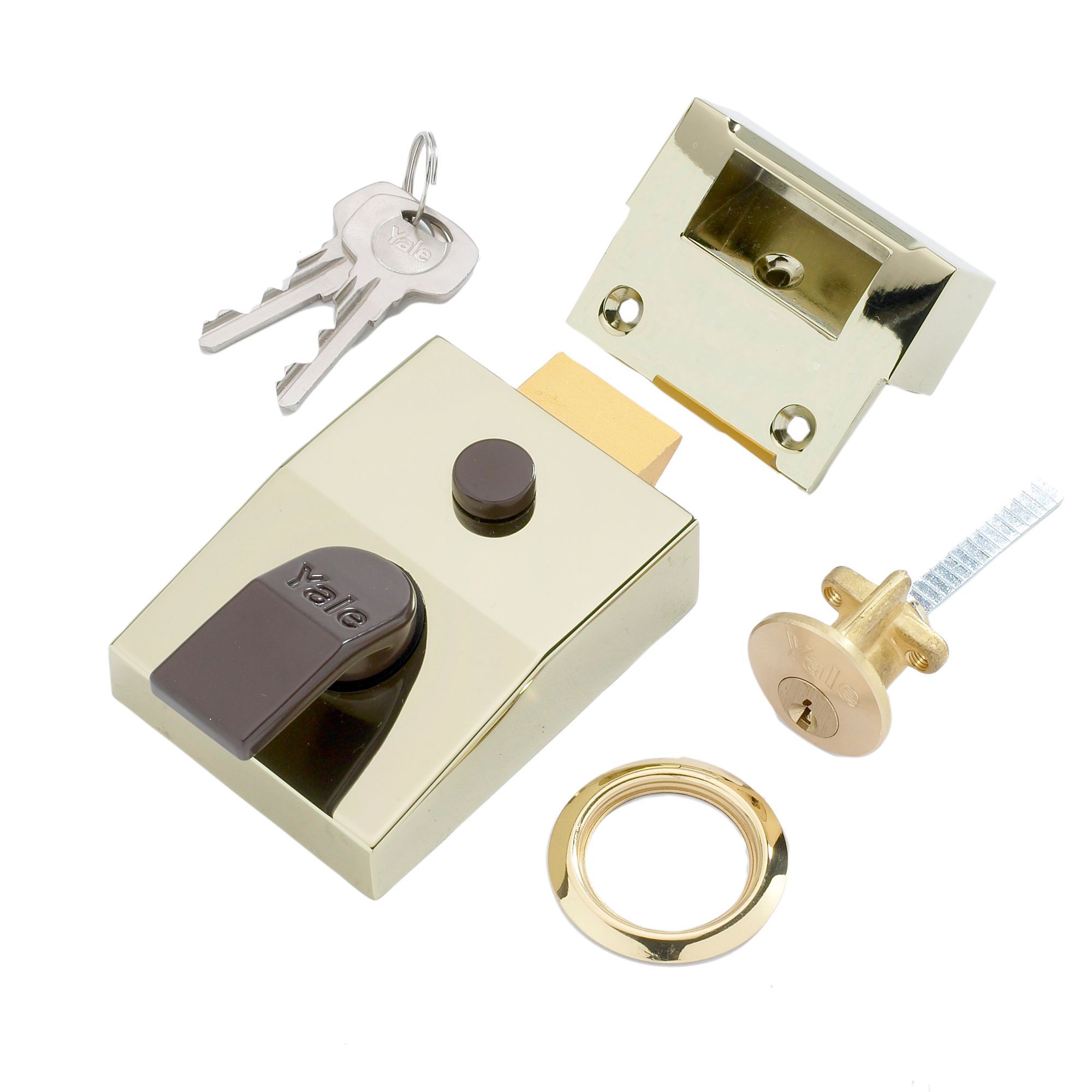 Yale Brass effect LH & RH Deadlock Night latch, (H)70mm (W)93mm