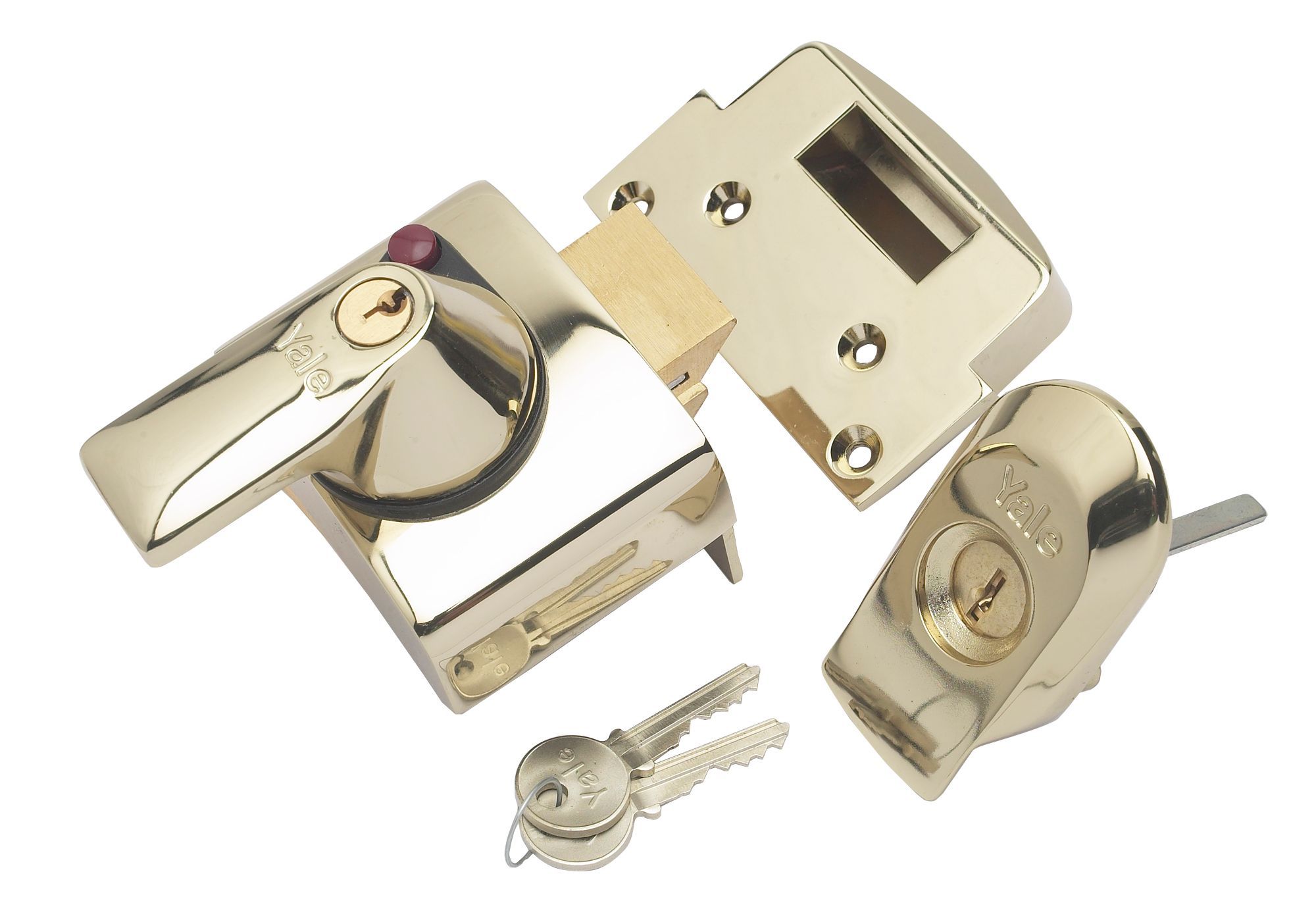 Yale Brass effect Deadlock Night latch, (H)90mm (W)90mm Departments