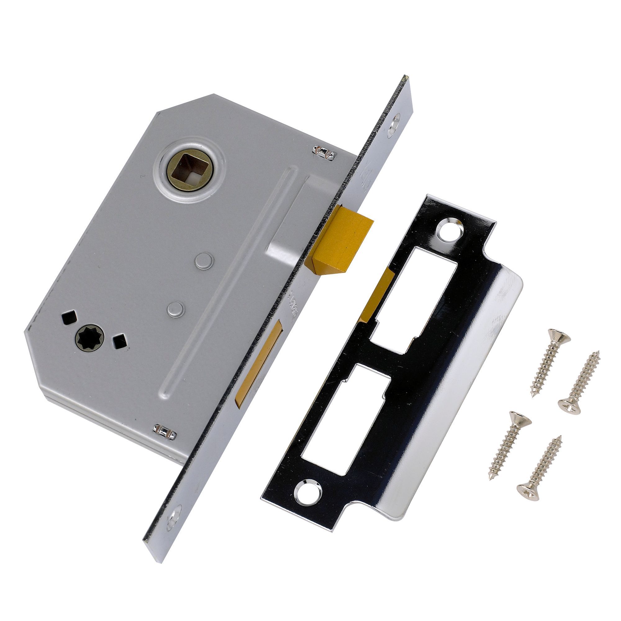 Yale 64mm Polished Chrome 2 Lever Deadlock | Departments | DIY At B&Q