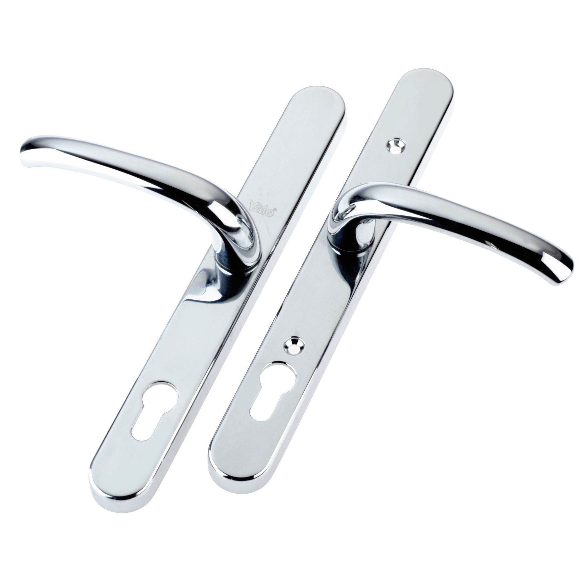 Yale Chrome effect Curved Lock Door handle, Pair Departments DIY at B&Q