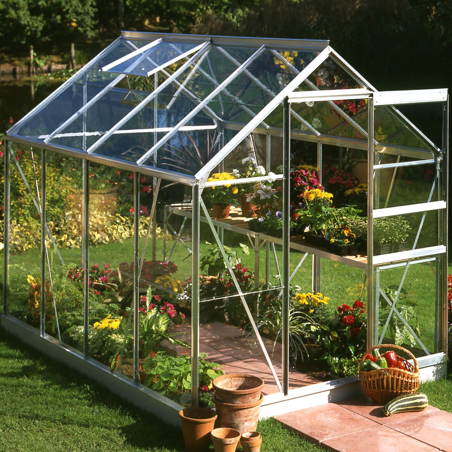 B&amp;Q Metal 6x8 Horticultural glass greenhouse Departments 