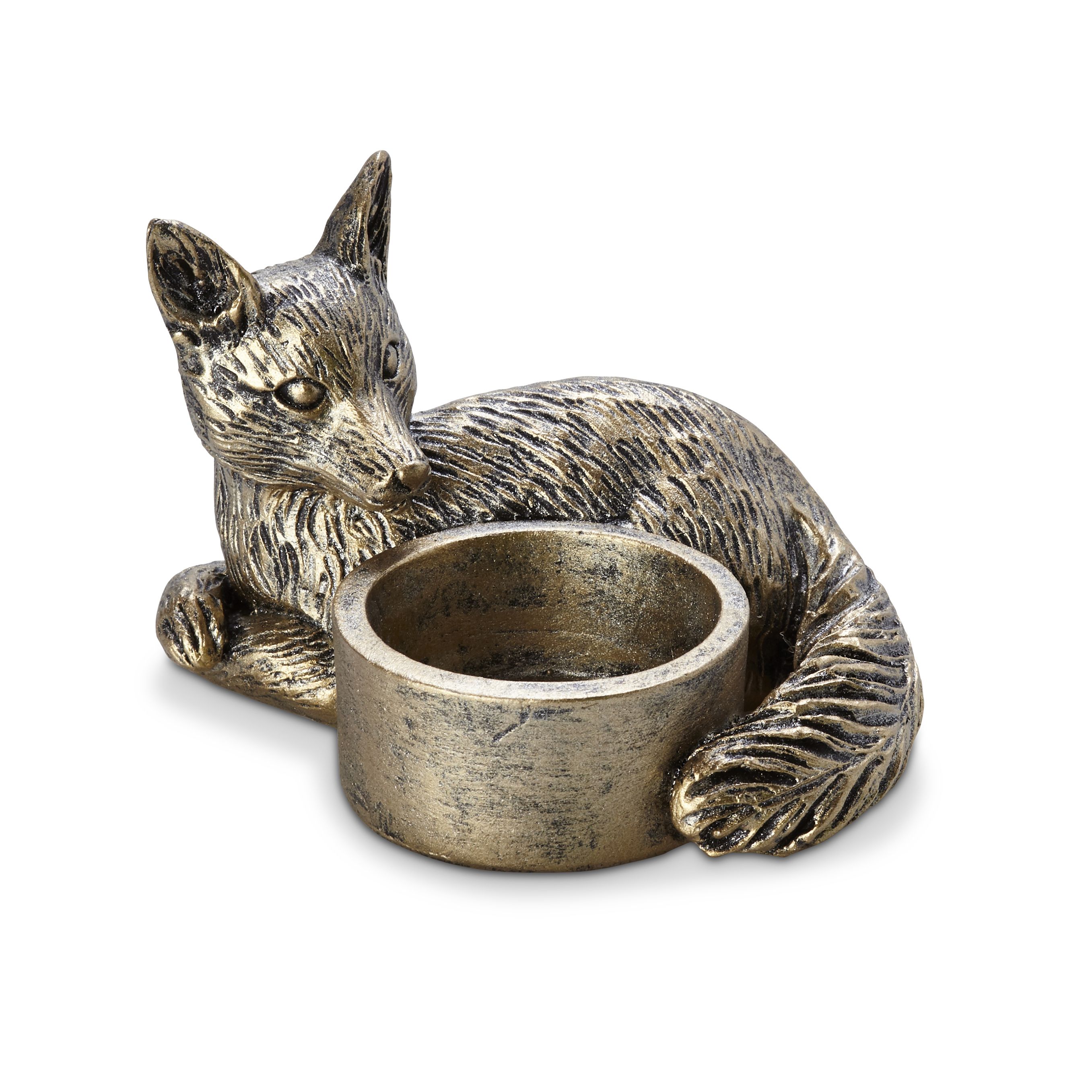 Bronze Effect Fox Resin Tea Light Holder Departments DIY at B&Q