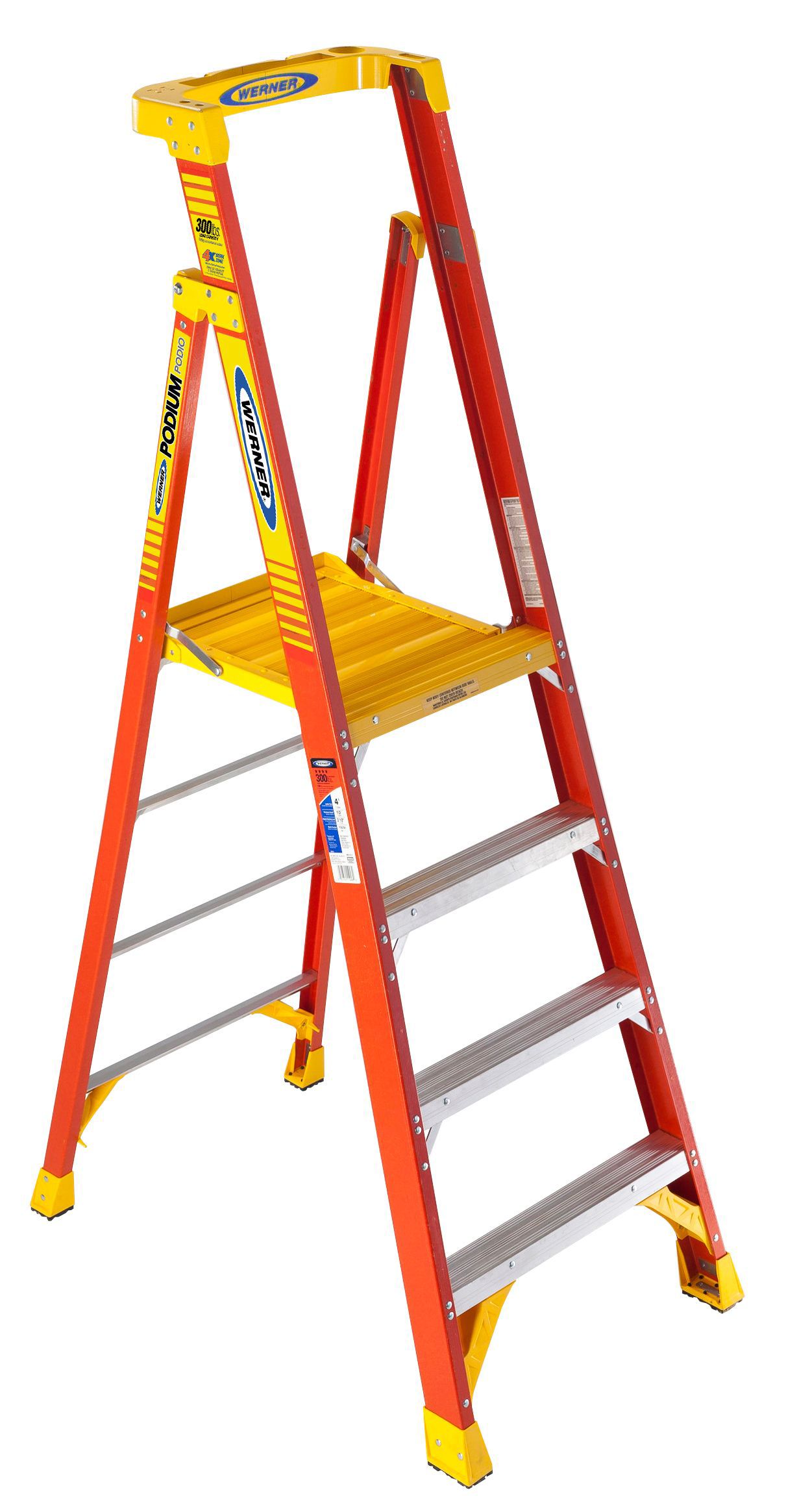 Werner 4 Tread Fibreglass Podium Step Ladder Departments DIY at B&Q