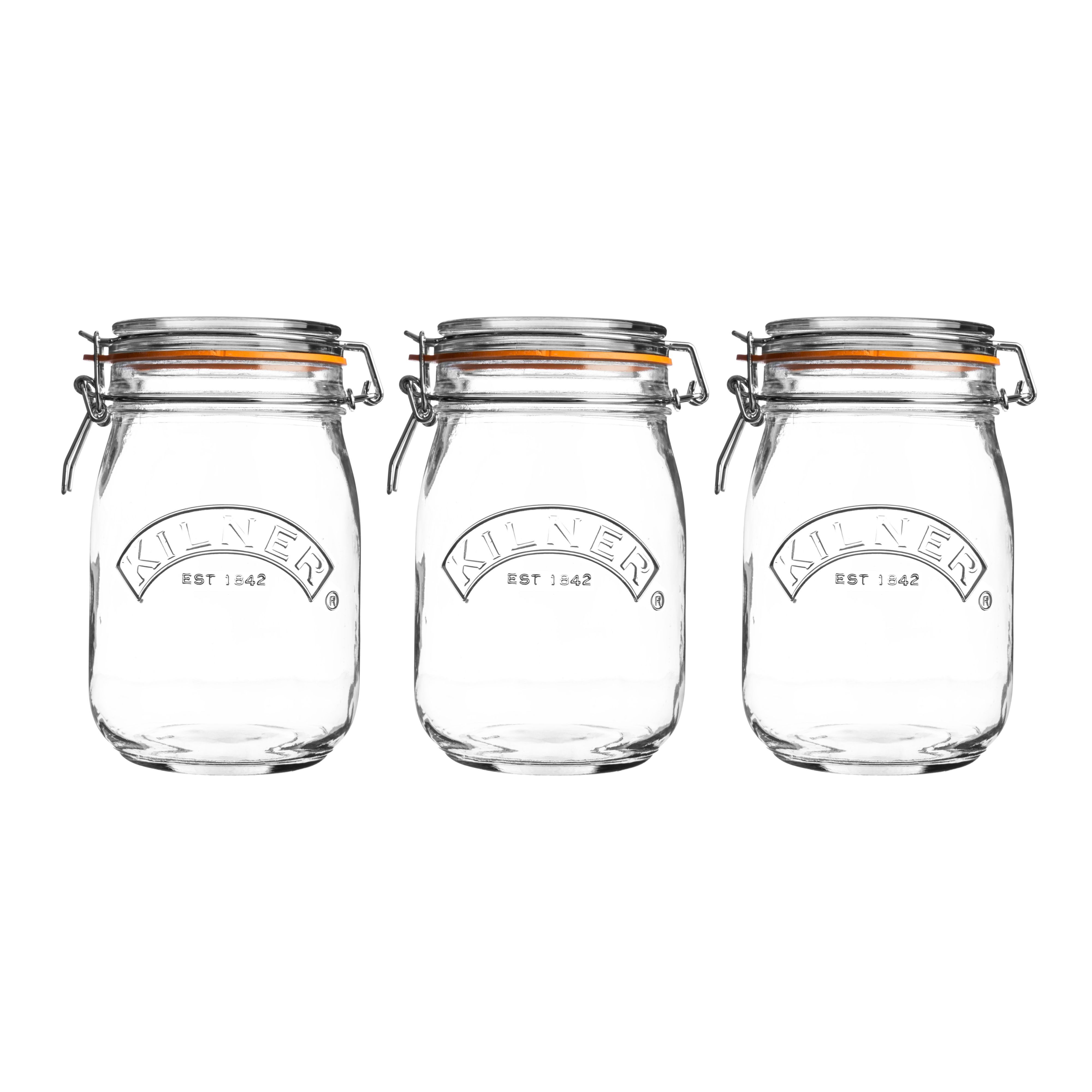 Kilner 1L Glass Clip Top Jar, Set of 3 Departments DIY at B&Q