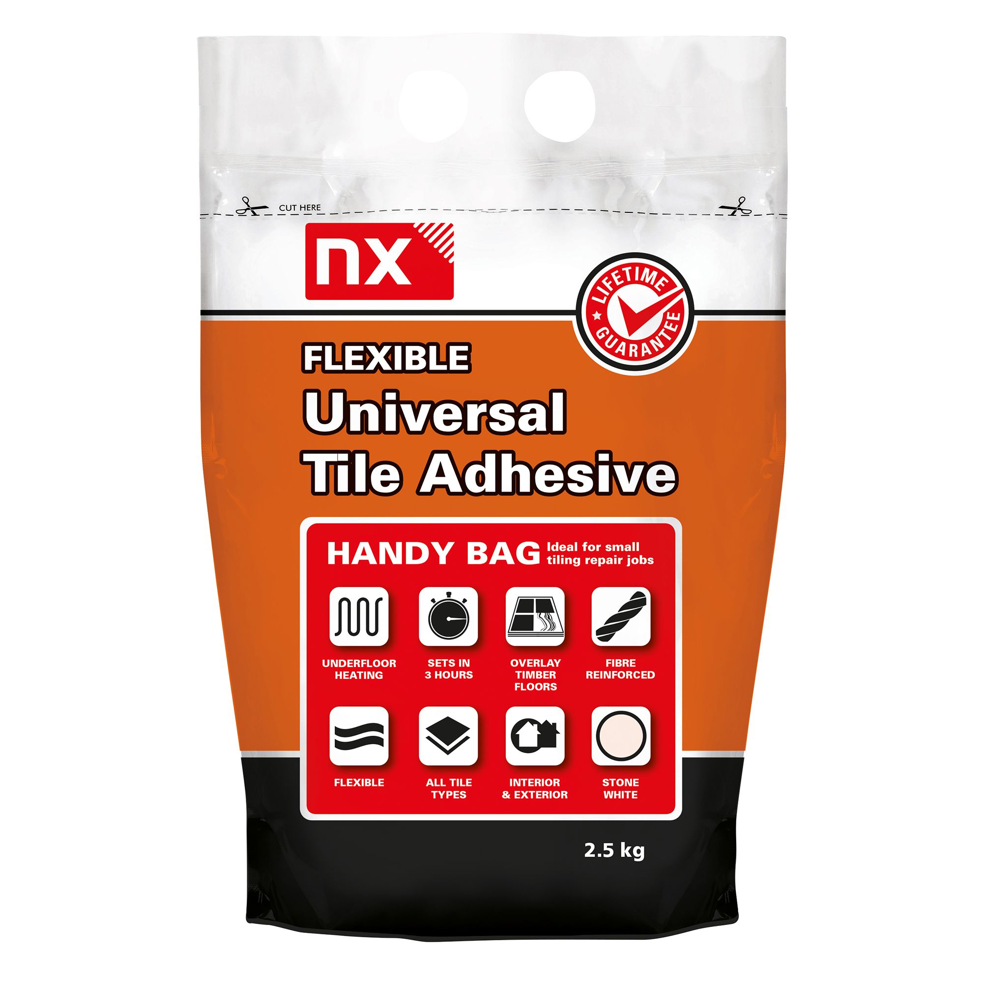 NX Universal Stone white Floor & wall Tile Adhesive, 2.5kg