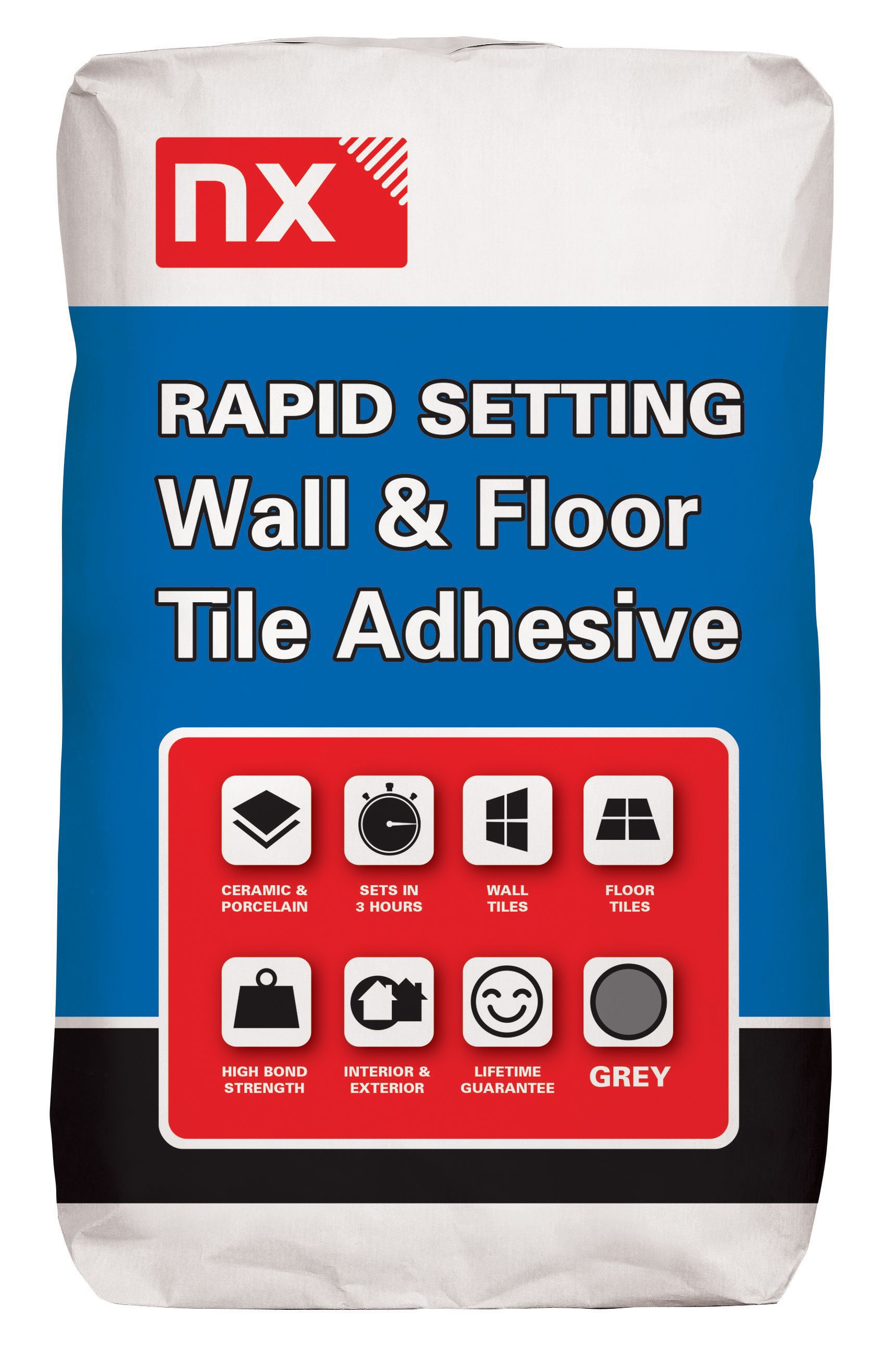 NX Rapid set Grey Floor & wall Tile Adhesive, 15kg Departments DIY