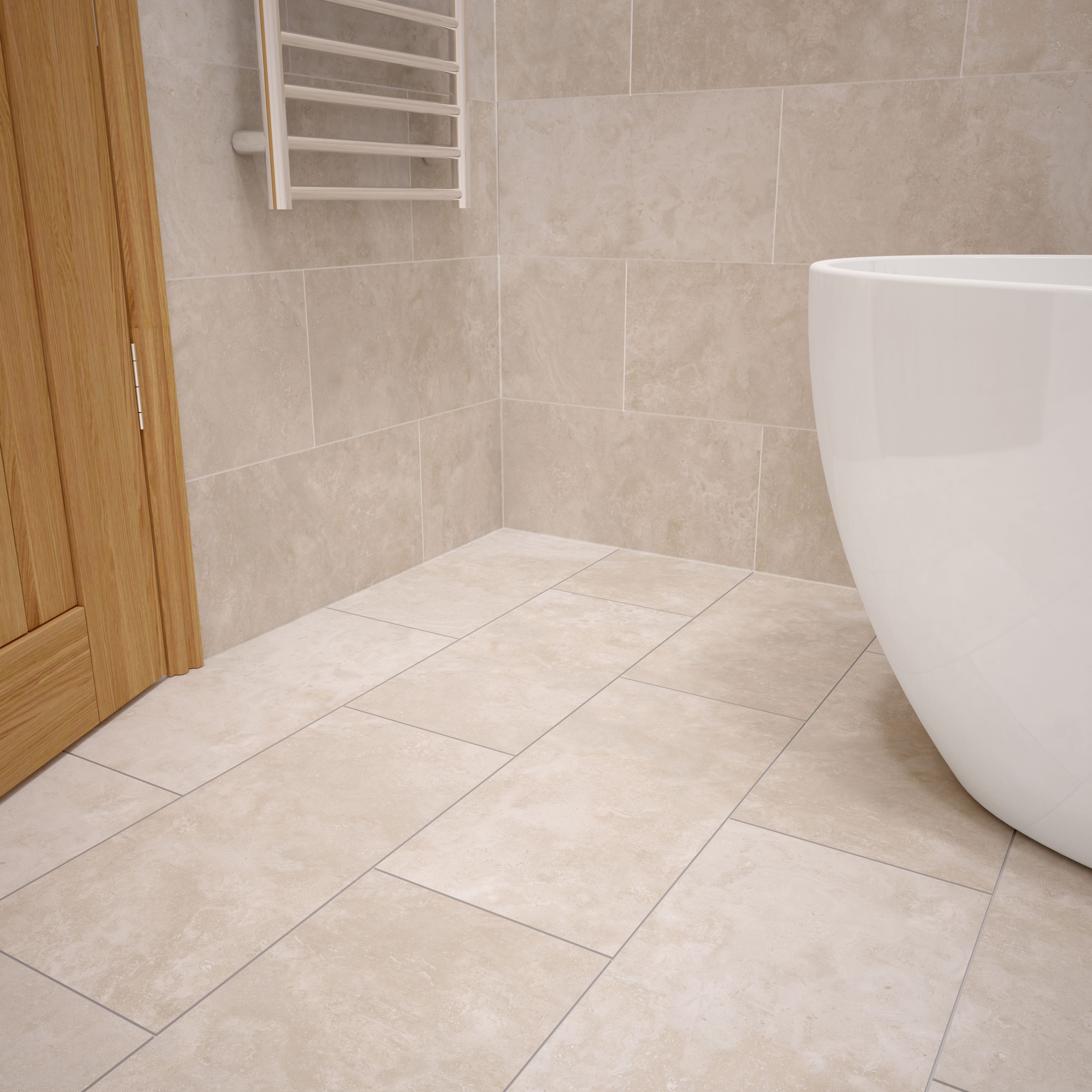 Urban Cement Cream Stone effect Ceramic Wall & floor tile