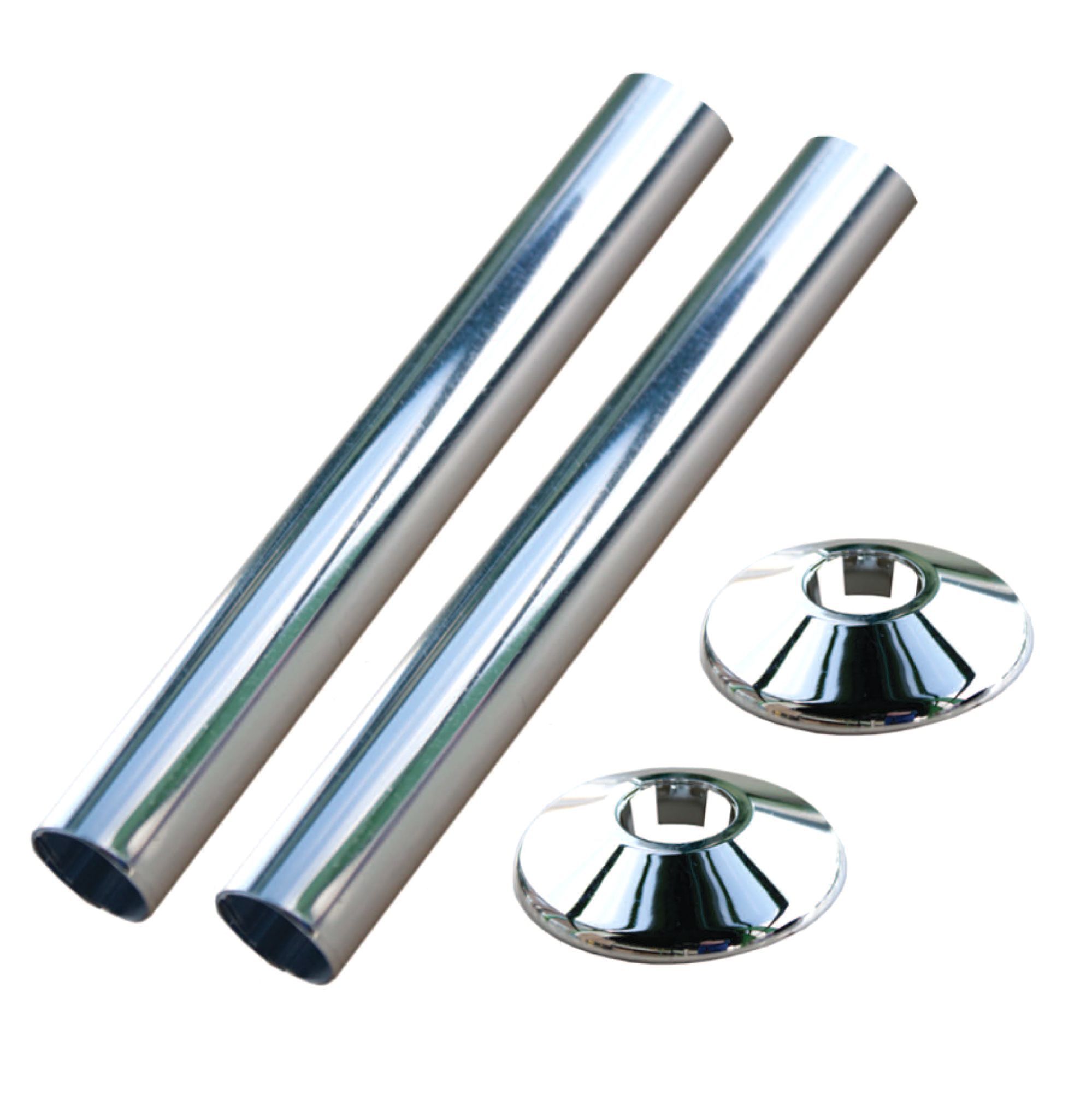 Plumbsure Chrome effect Radiator Pipe cover accessory pack (L)110mm (Dia)15mm Departments