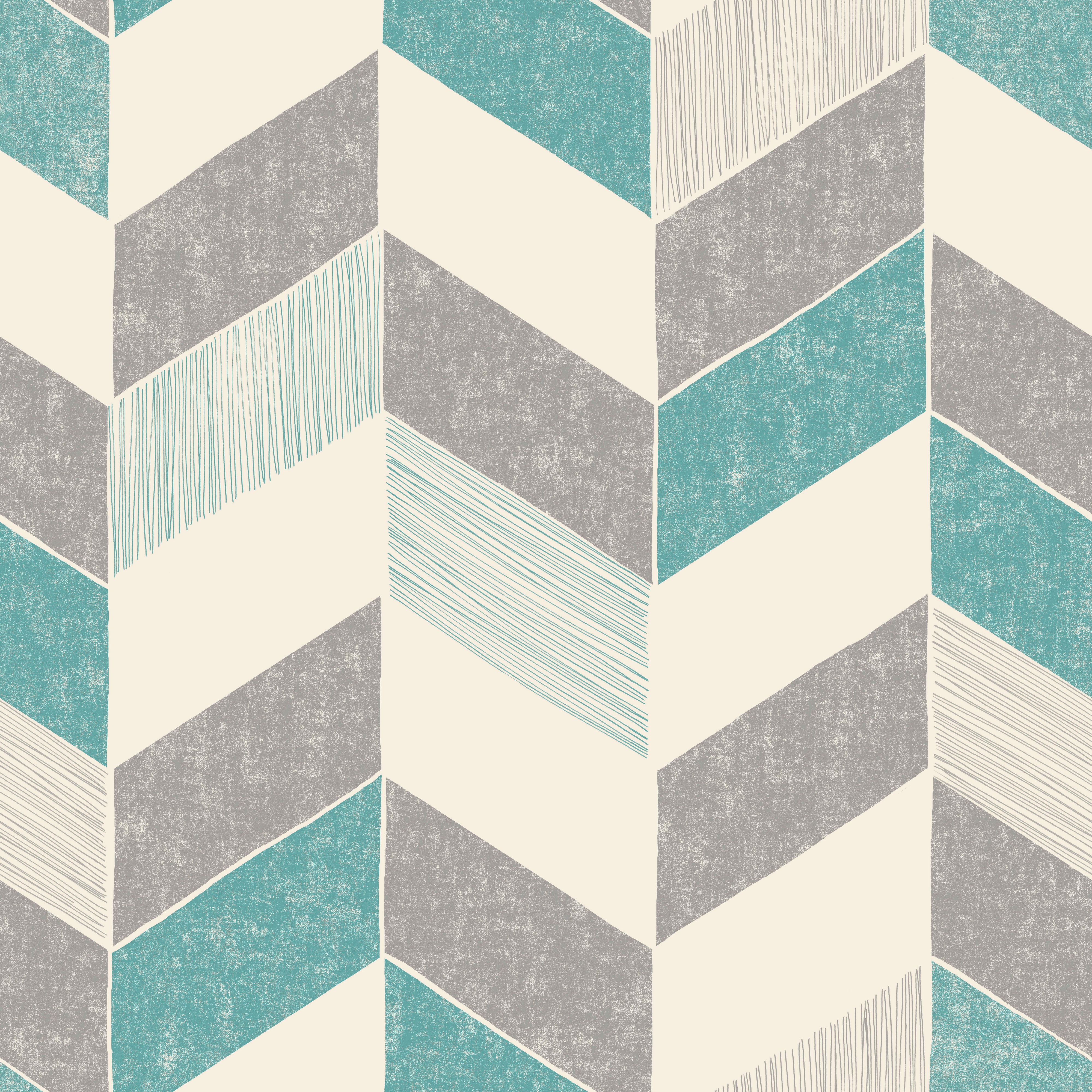 Fine Décor Astrid Teal Geometric Wallpaper | Departments | DIY at B&Q