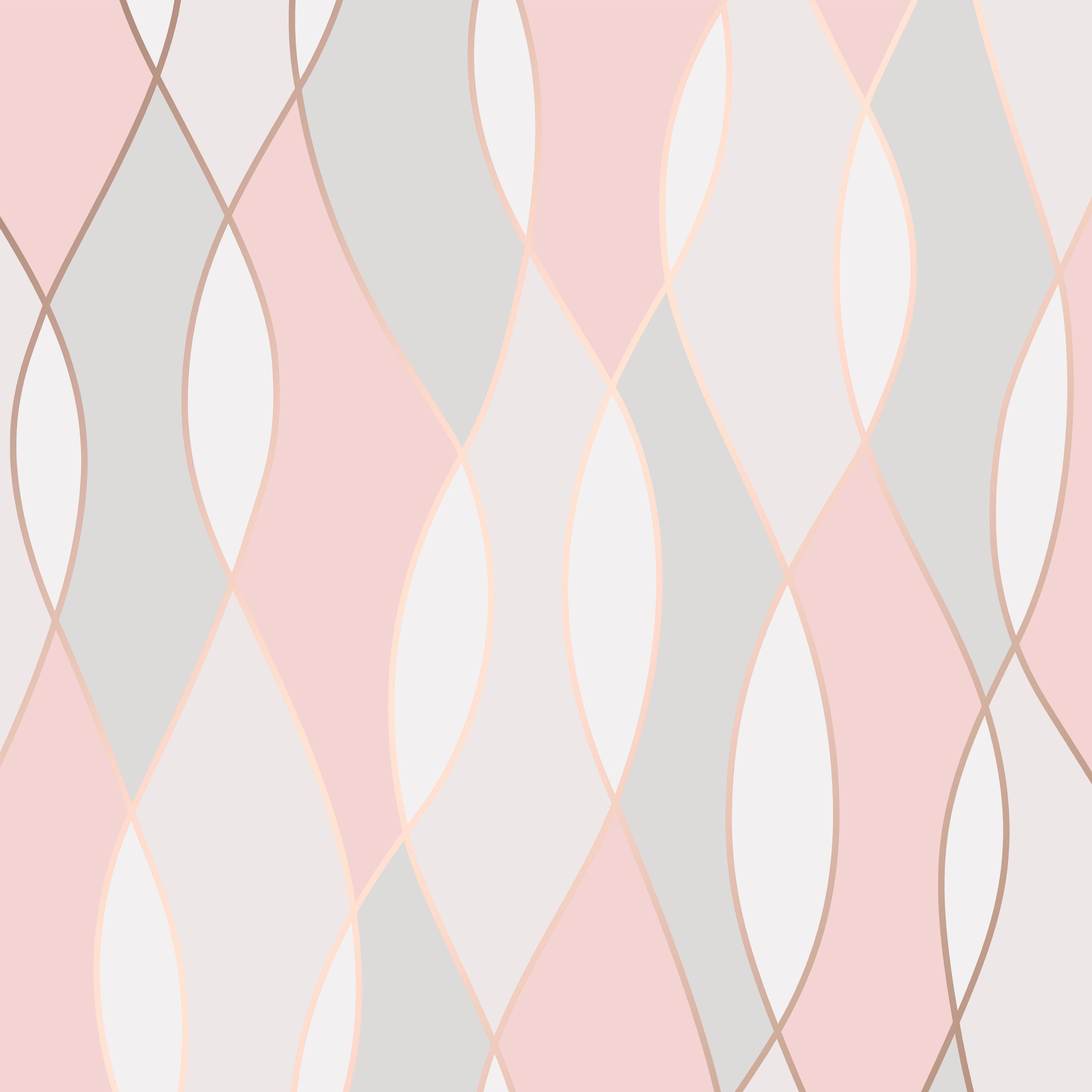 Fine Décor Pink Geometric Rose Gold Effect Wallpaper ...