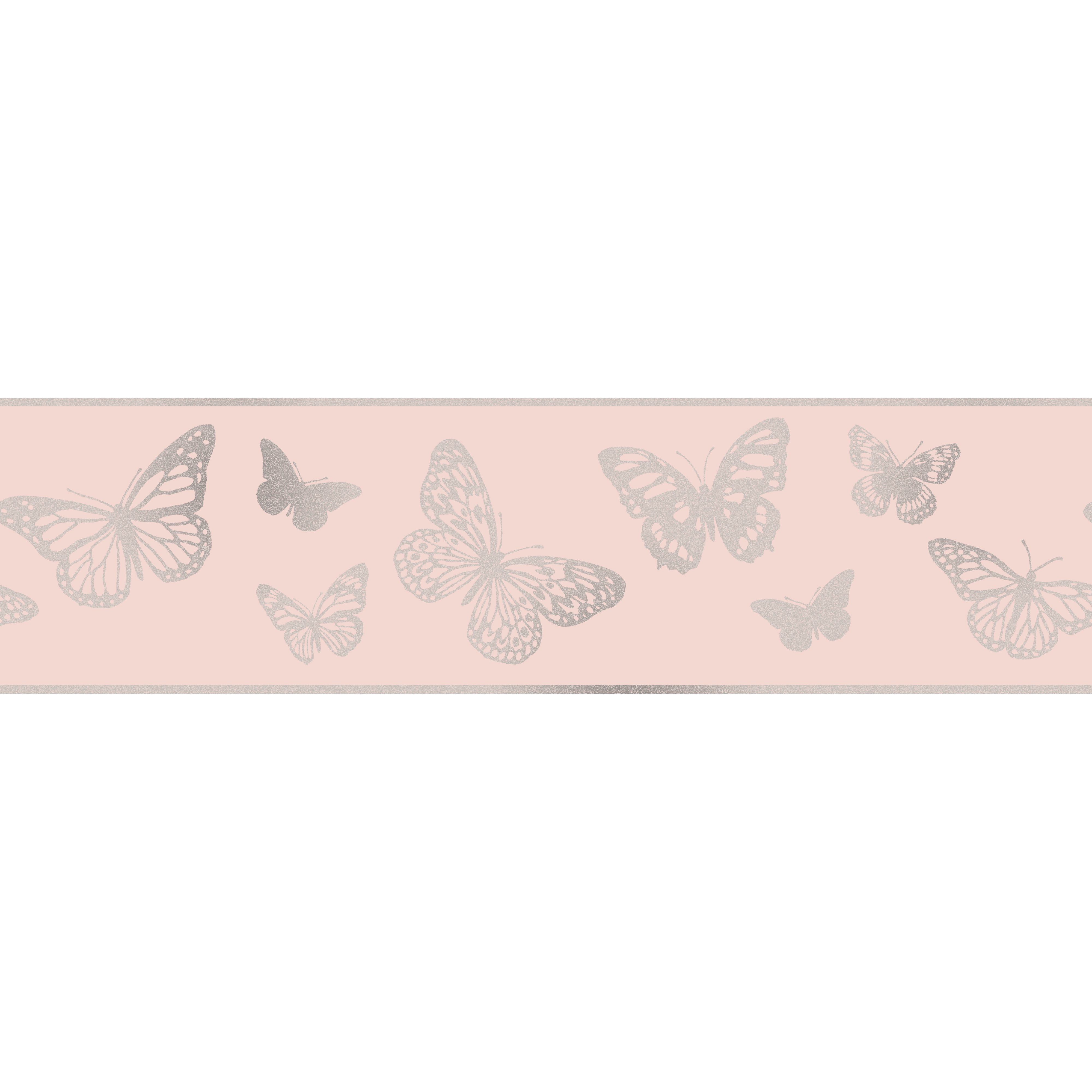 Colours Pink & Silver Butterfly Border | Departments | DIY at B&Q