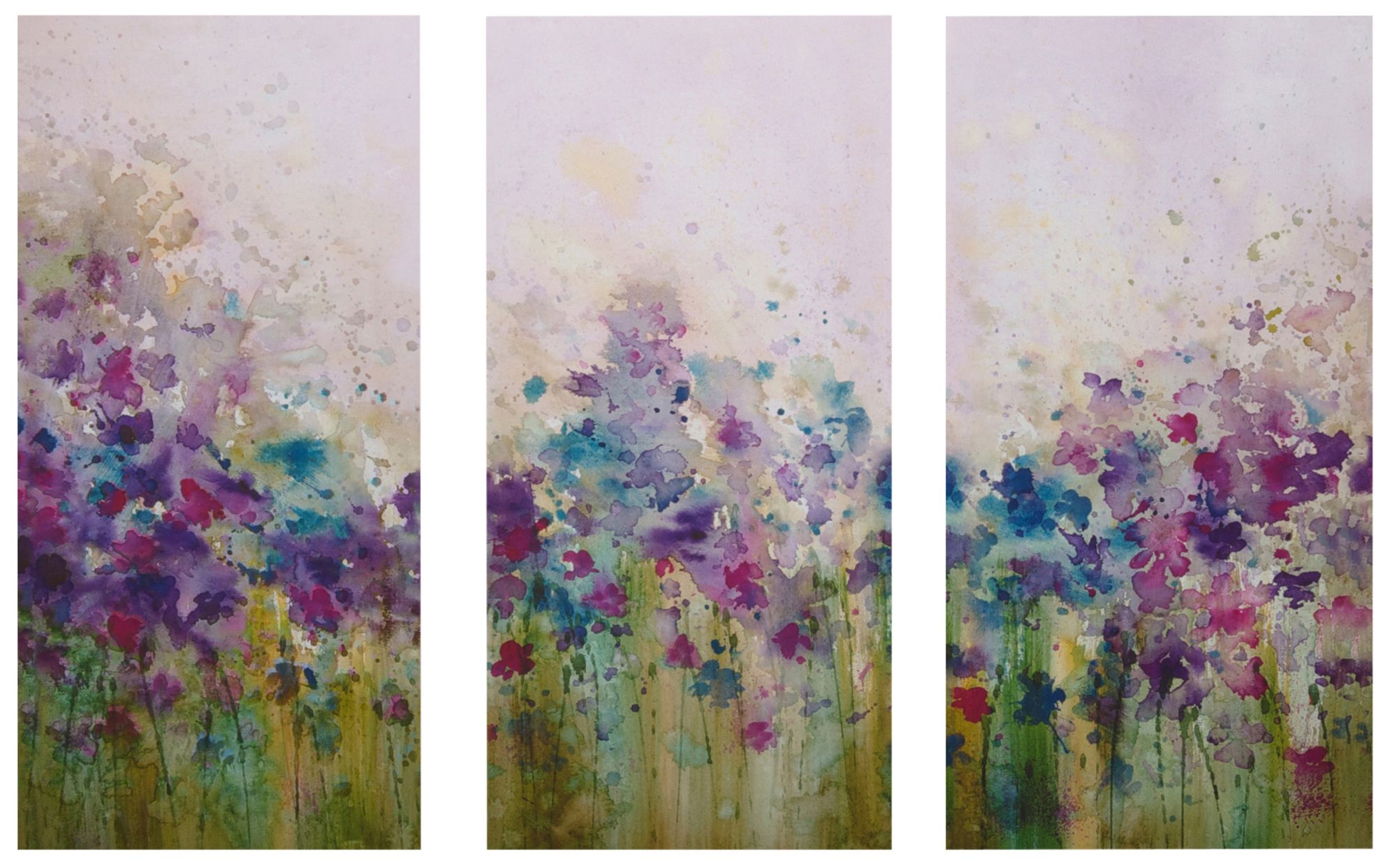 Meadow Flowers Blue, Green, Pink & Purple Wall Art (H)90cm Departments DIY at B&Q