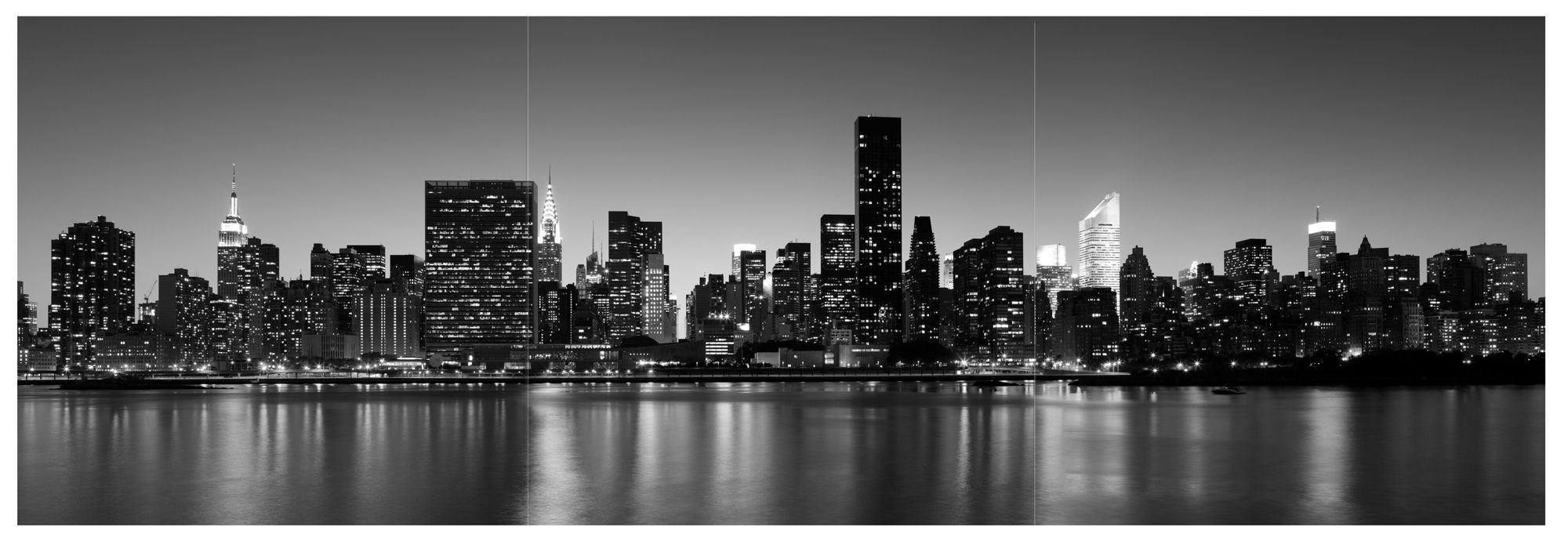 New York At Night Black & White Box Art Set (W)200mm (H)200mm ...
