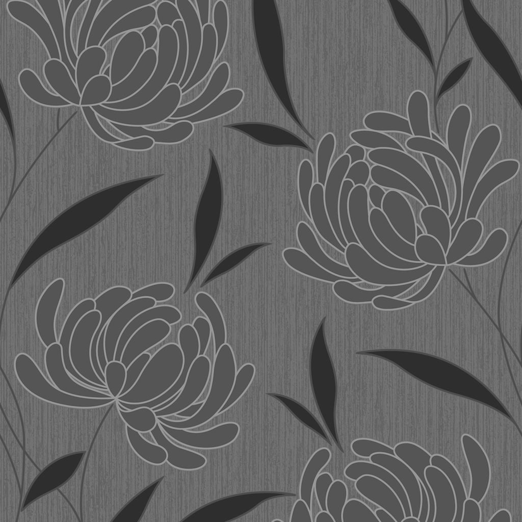 Graham & Brown Nadine Black Floral Textured Wallpaper | Departments