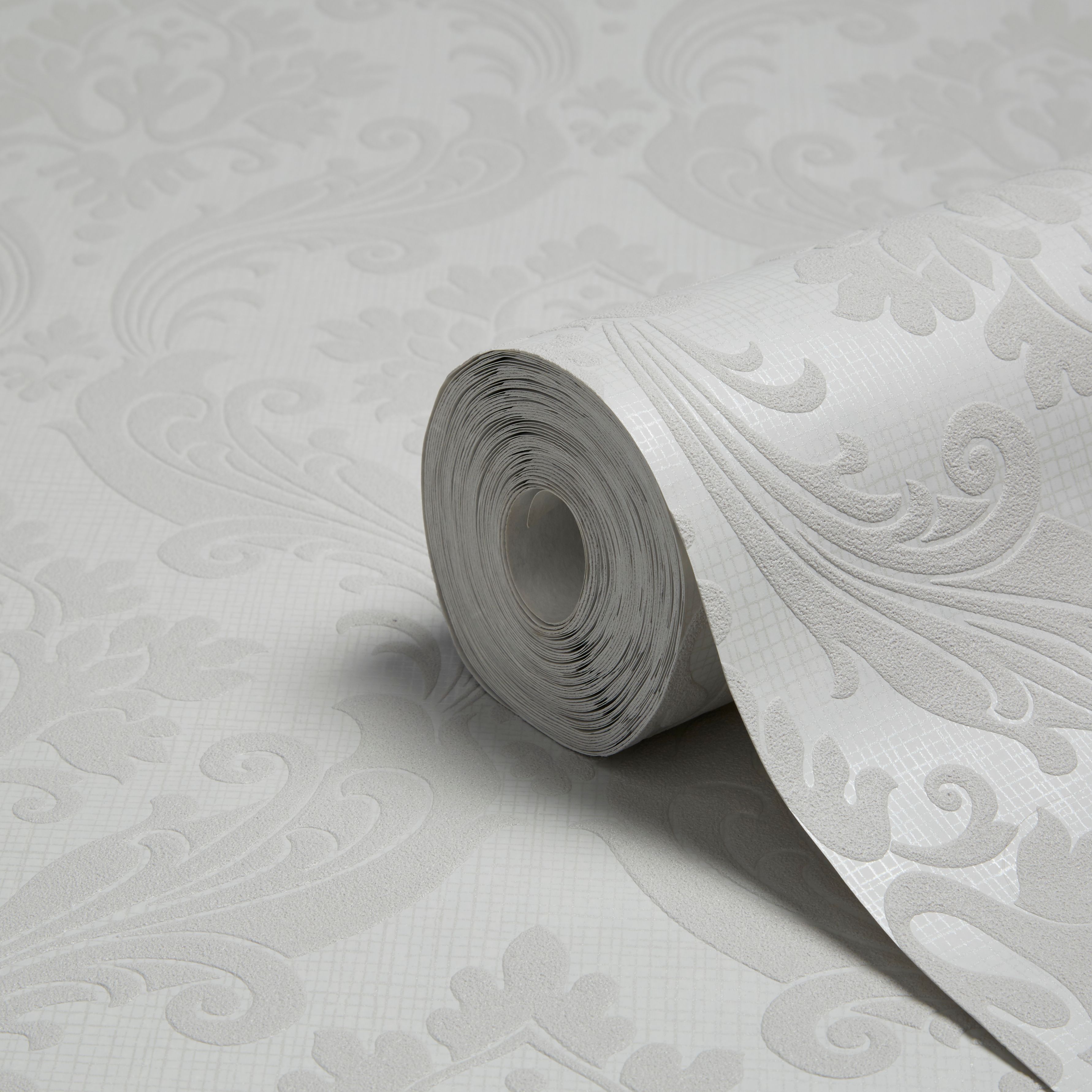 Graham & Brown Kelly Hoppen Soft Grey Damask Wallpaper | Departments ...