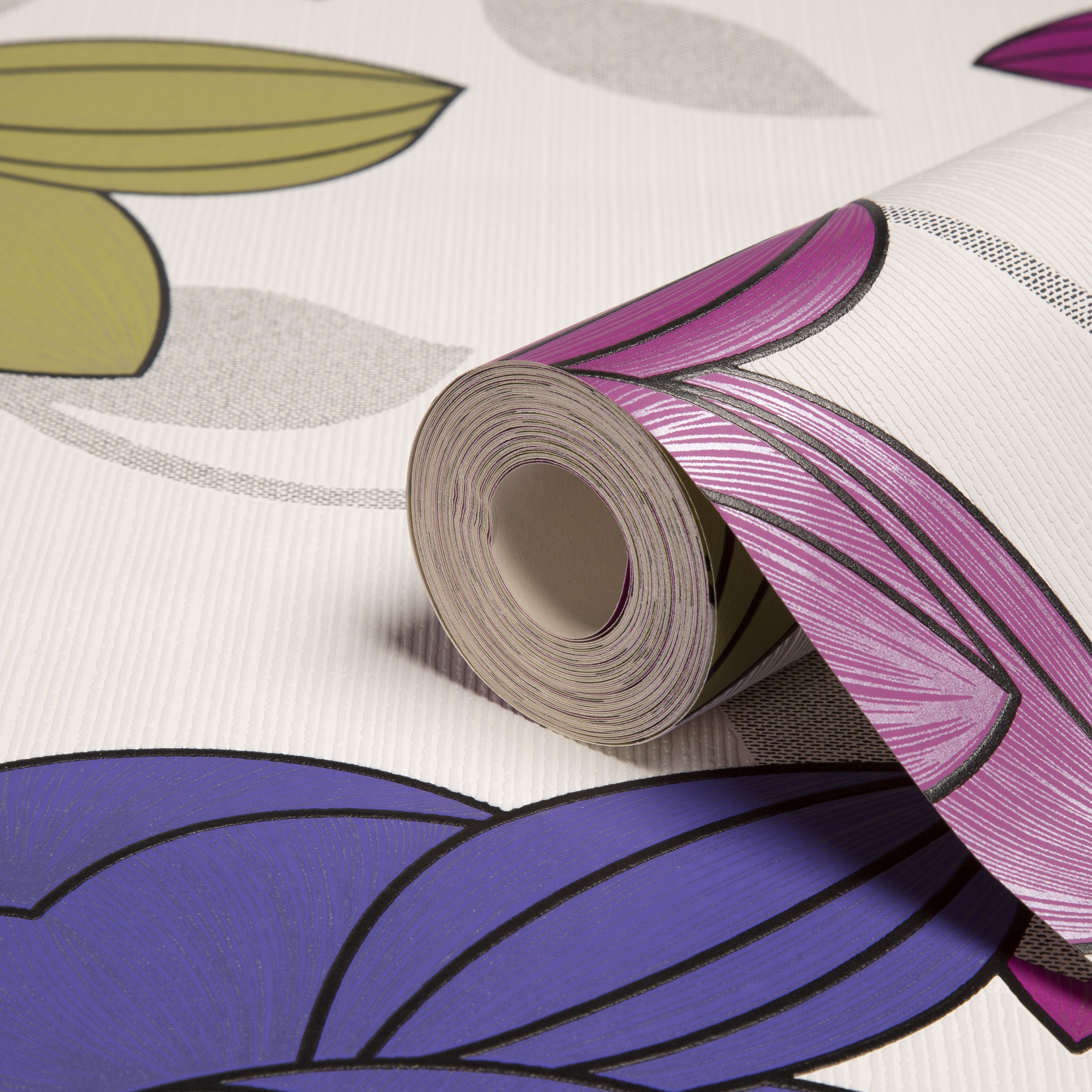 Graham & Brown Superfresco Green, Pink & Purple Floral Wallpaper ...