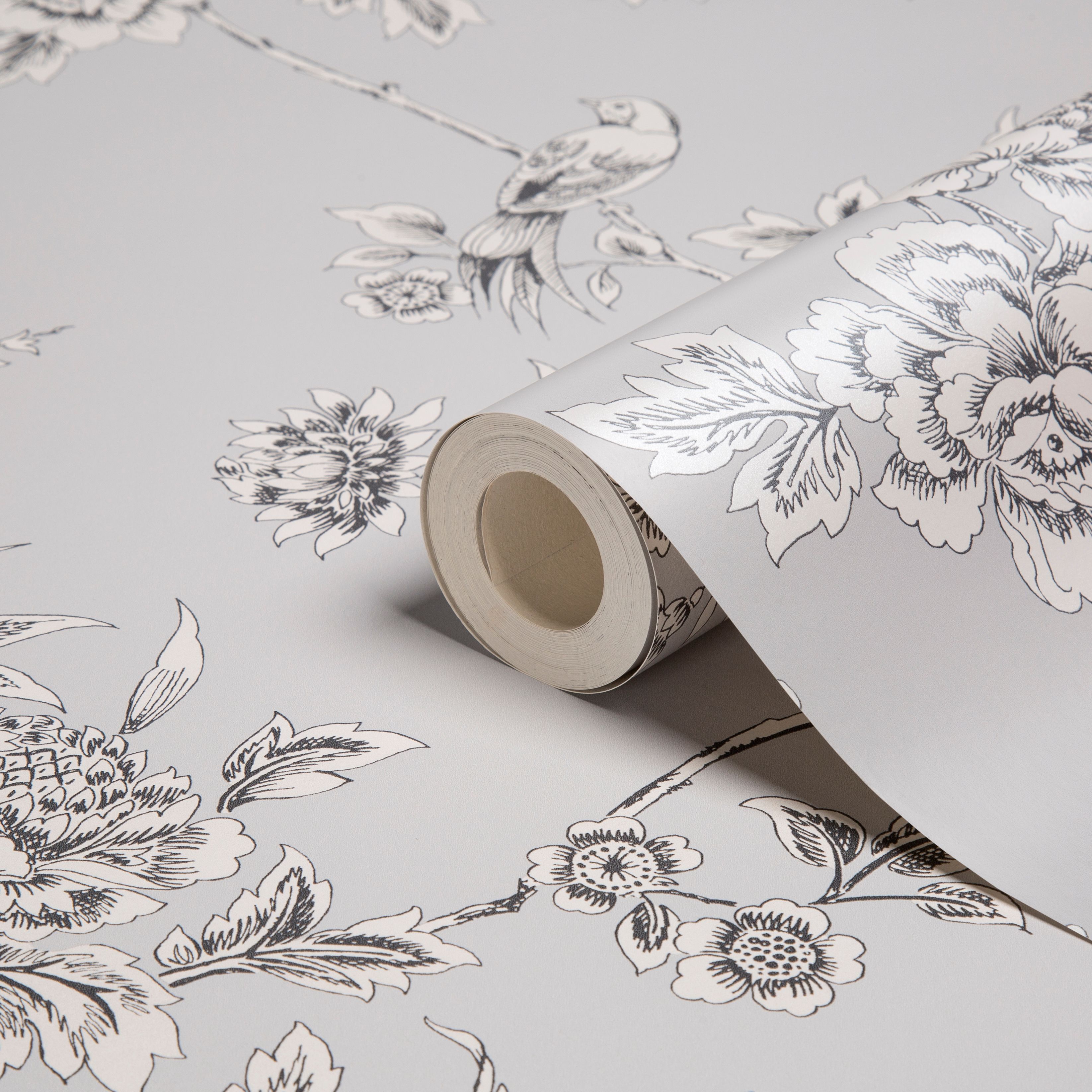 Graham & Brown Fresco Black & White Floral Wallpaper Departments
