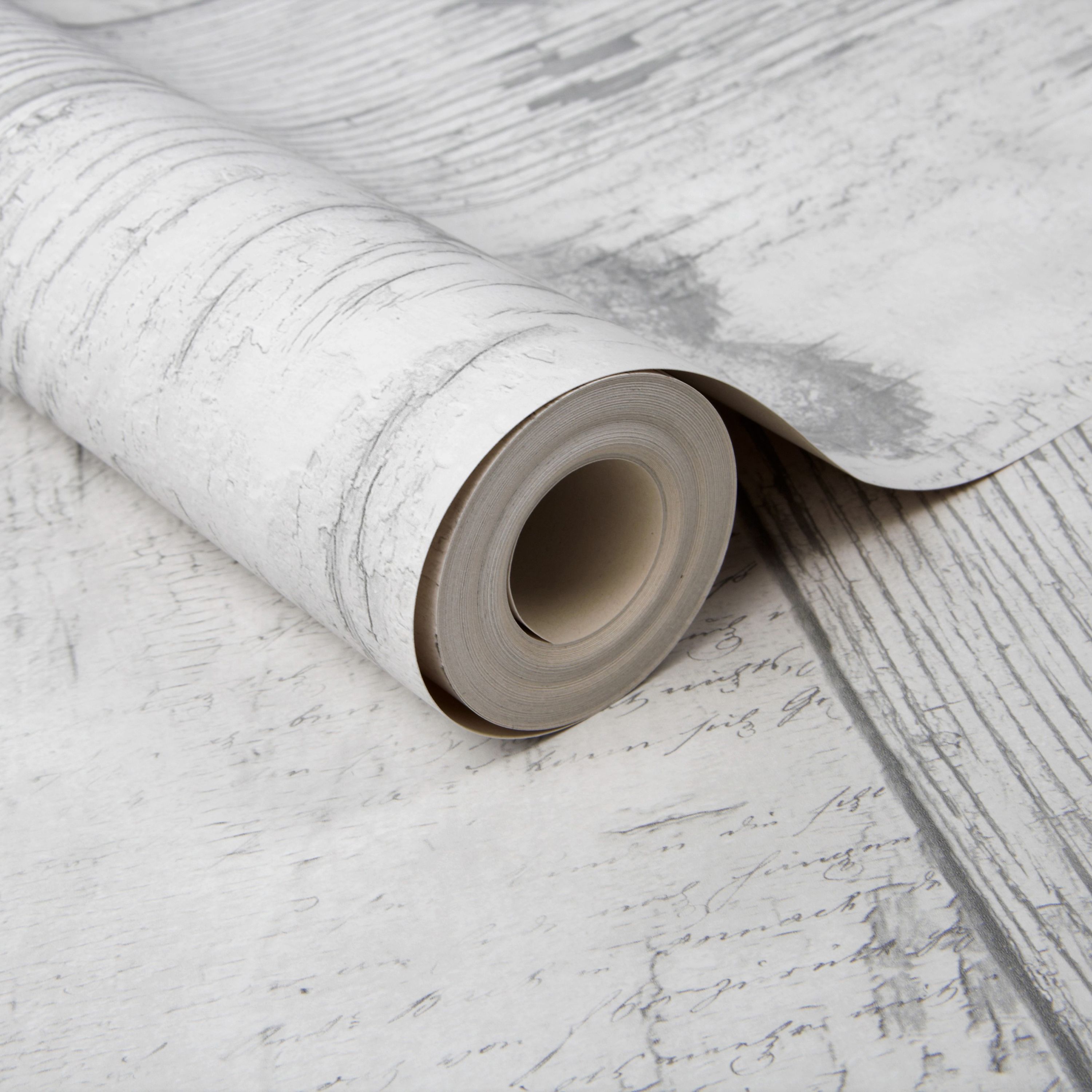 Fresco Grey Wood effect Wallpaper Departments DIY at B&Q