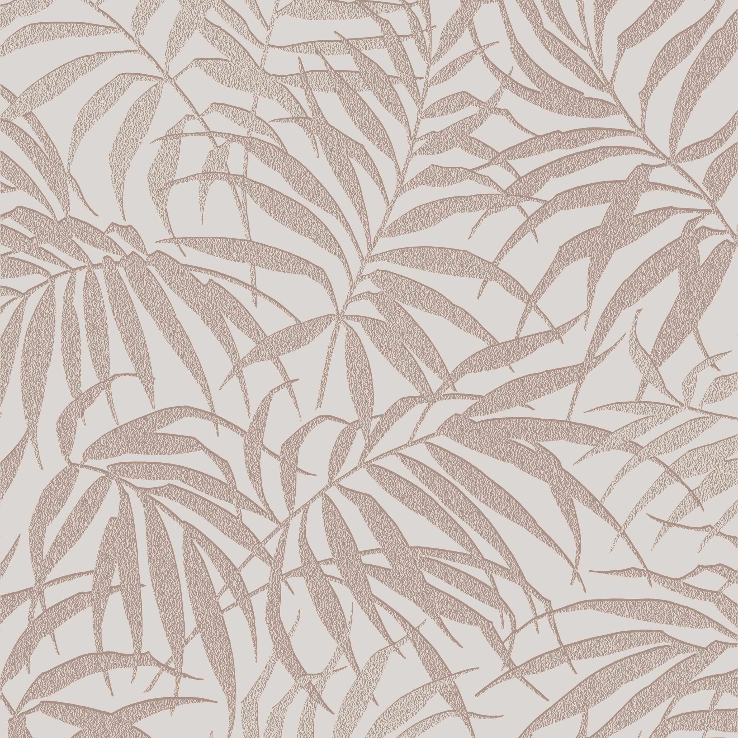 Graham & Brown Pure Beige & Rose Gold Tropical Leaf Metallic Wallpaper