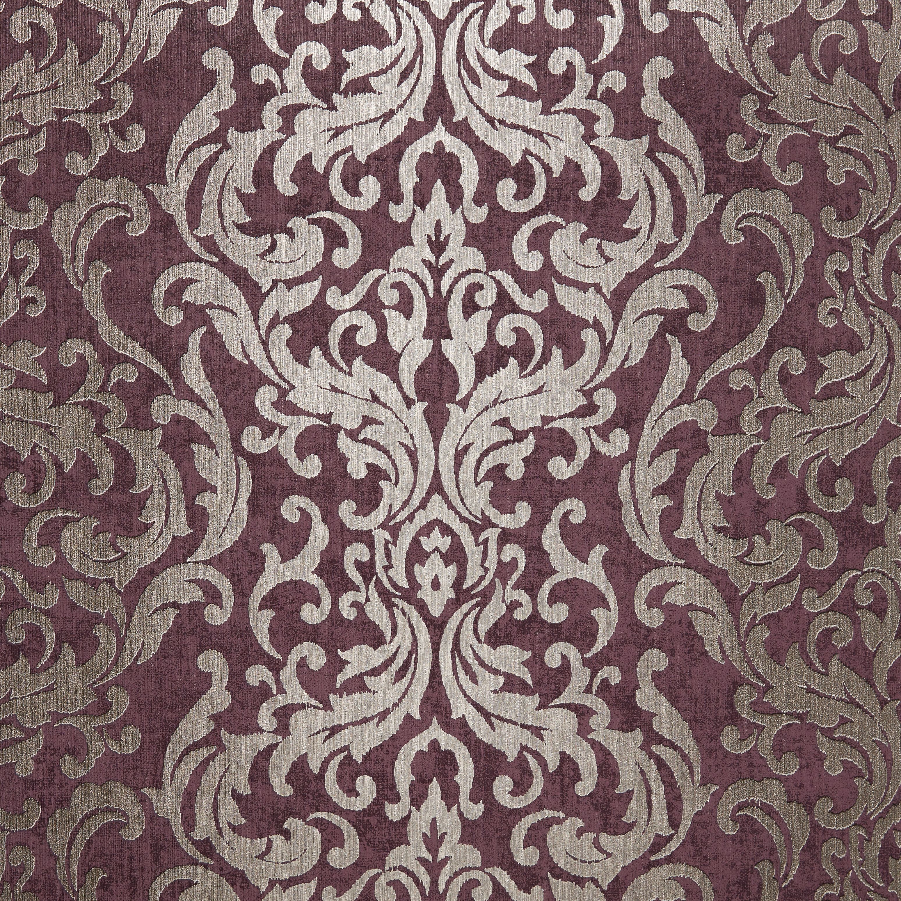 Graham  Brown Drama Purple Damask Metallic Wallpaper  Departments  DIY at BQ