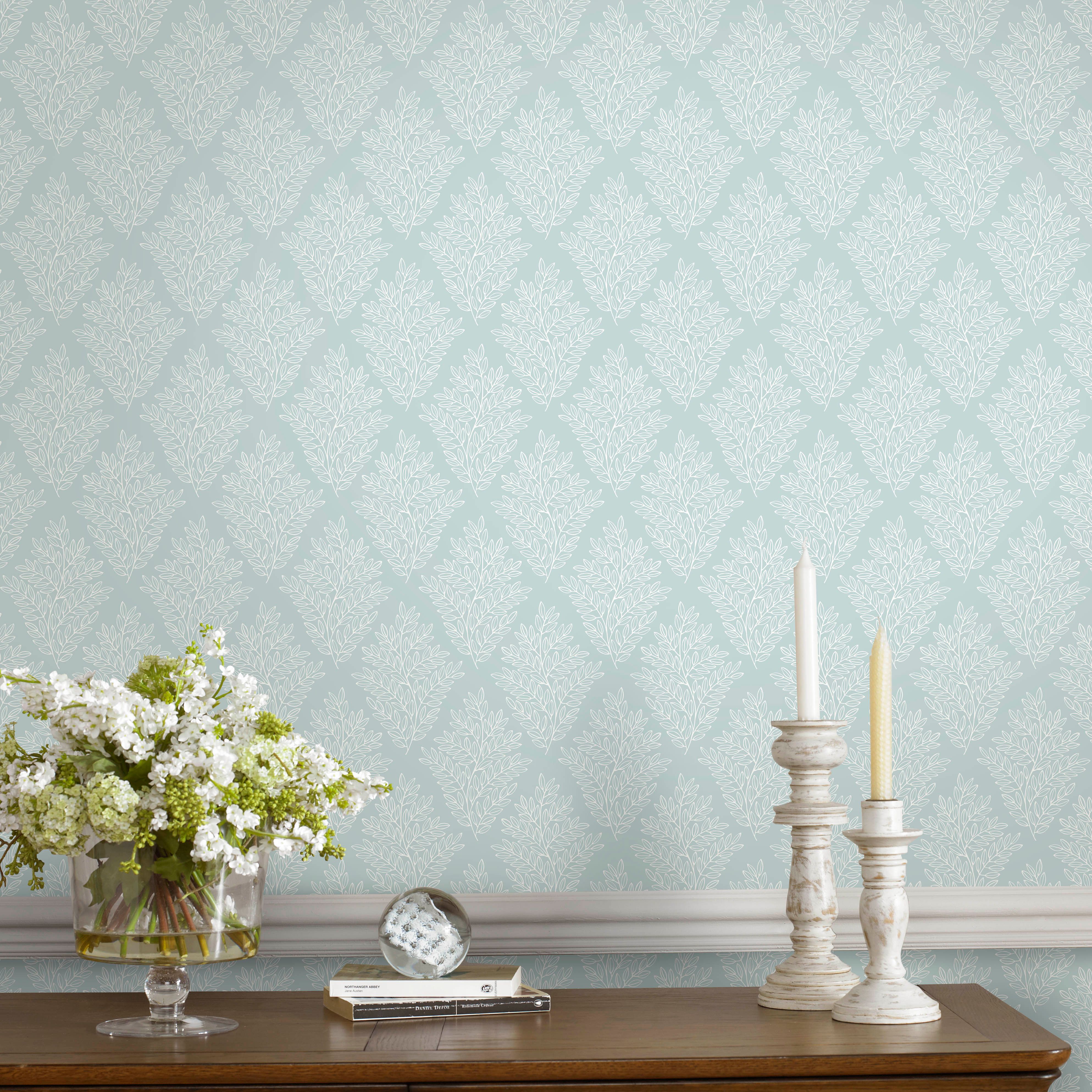 Fresco Duck Egg Elinor Wallpaper | Departments | DIY at B&Q