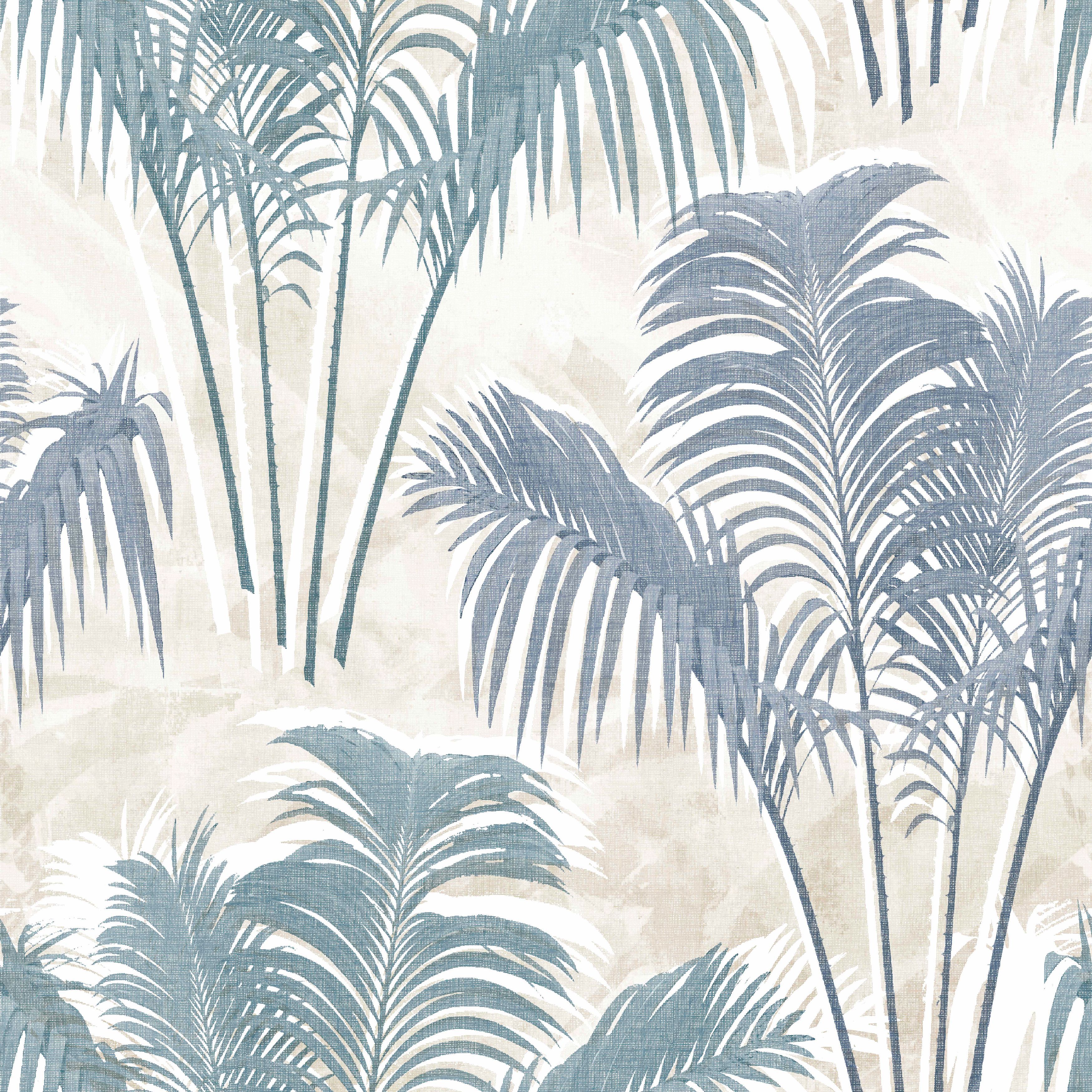 Superfresco Easy Paume Blue Palm leaf Wallpaper | Departments | DIY at B&Q