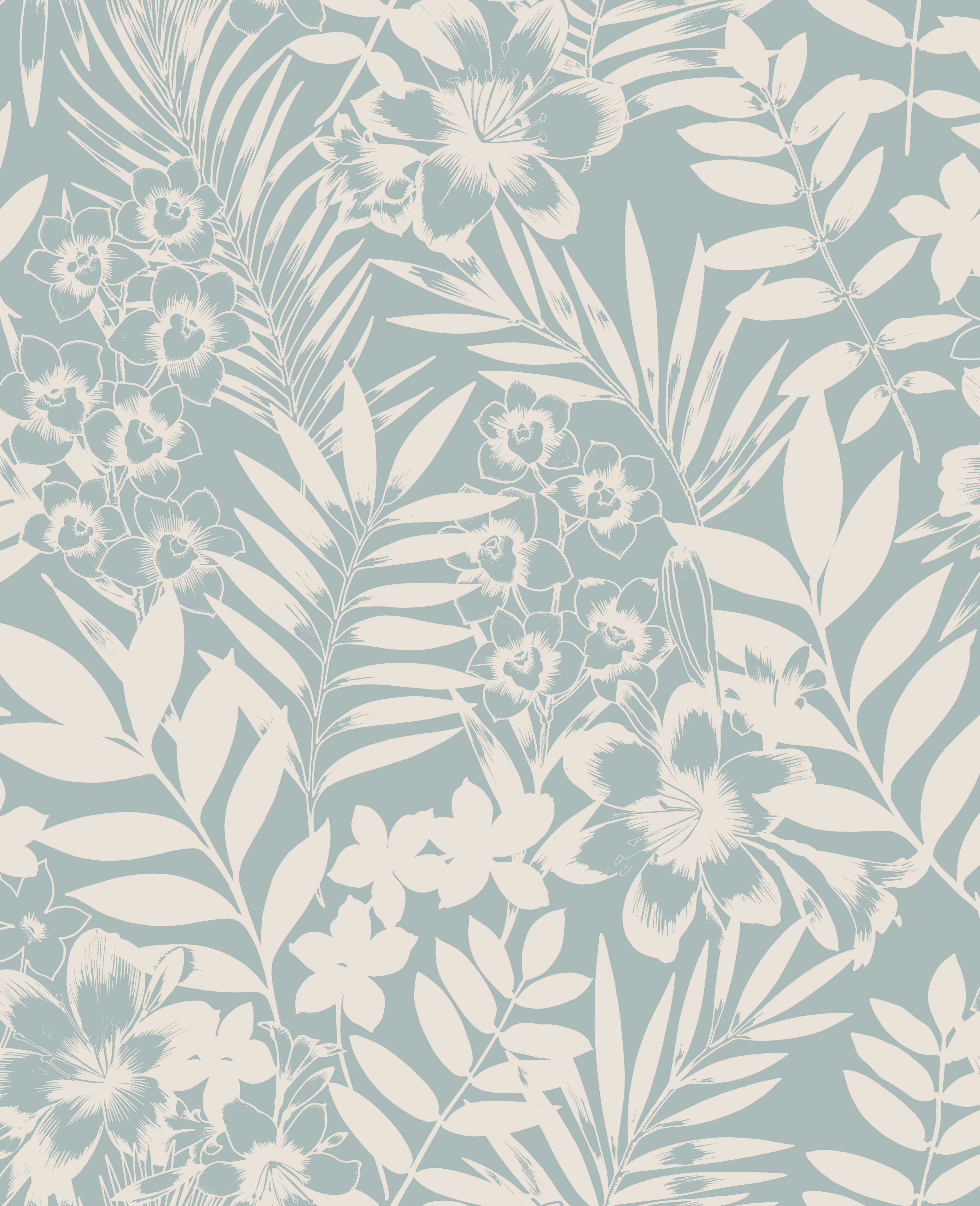 Boutique Alice Duck Egg Leaf Metallic Effect Embossed Wallpaper