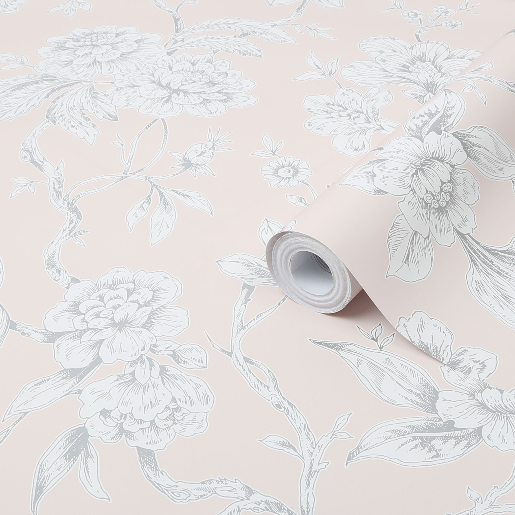 Graham & Brown Boutique Pink Floral Metallic effect Smooth Wallpaper